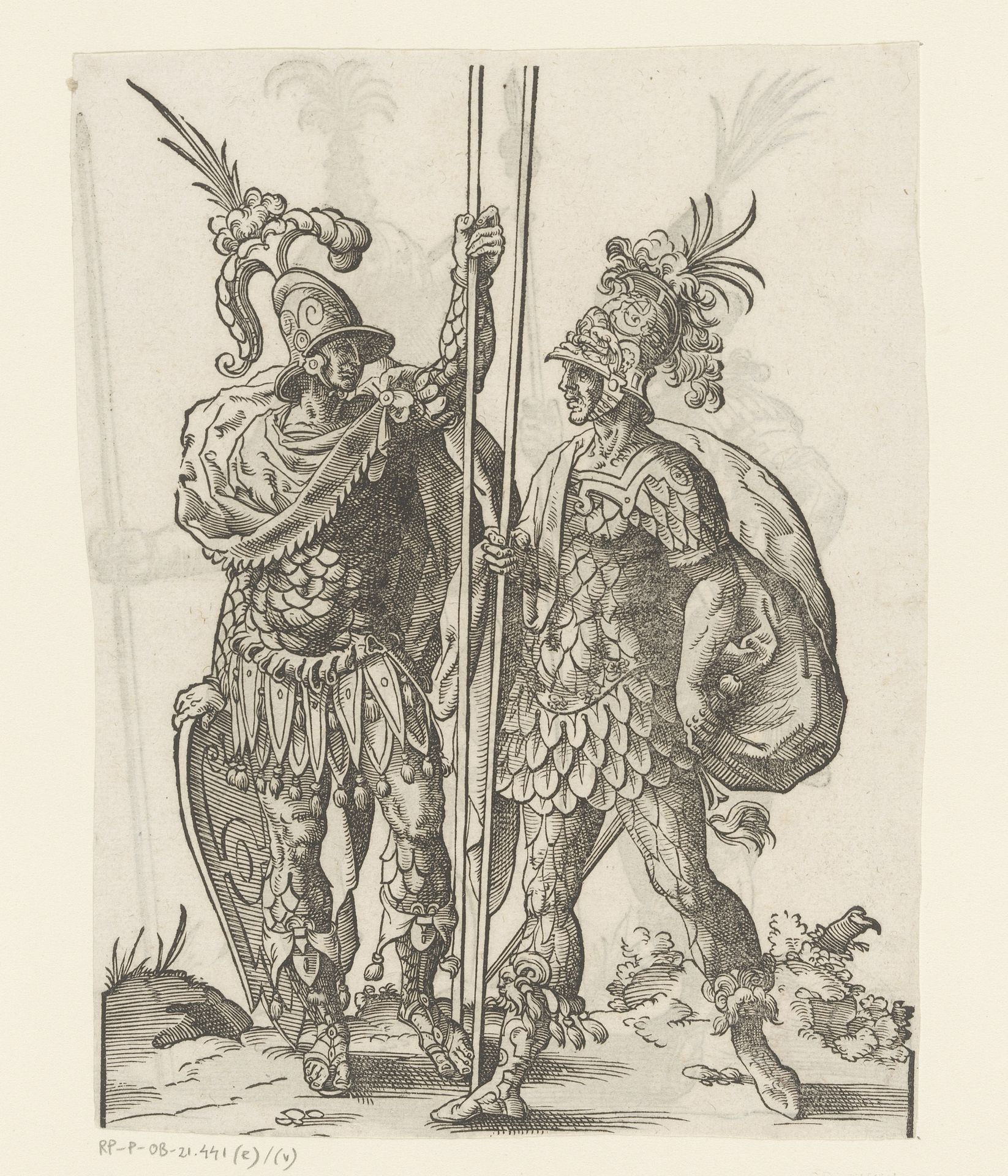 Twee soldaten in Griekse dracht by Jost Amman