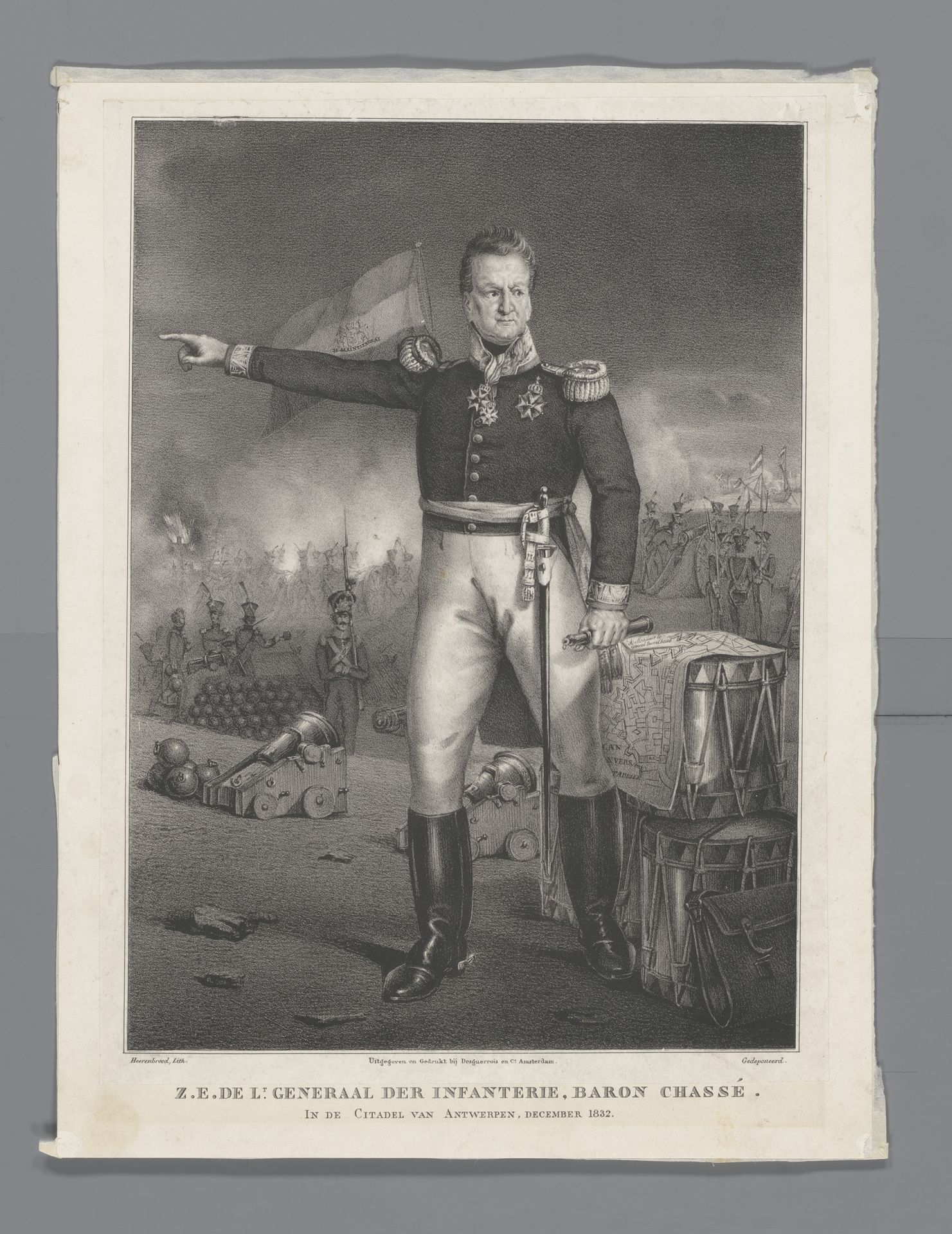 Z.E. De Lt. Generaal der Infanterie, Baron Chassé. In de Citadel van Antwerpen, december 1832 by Hendrik Jan Heerenbrood