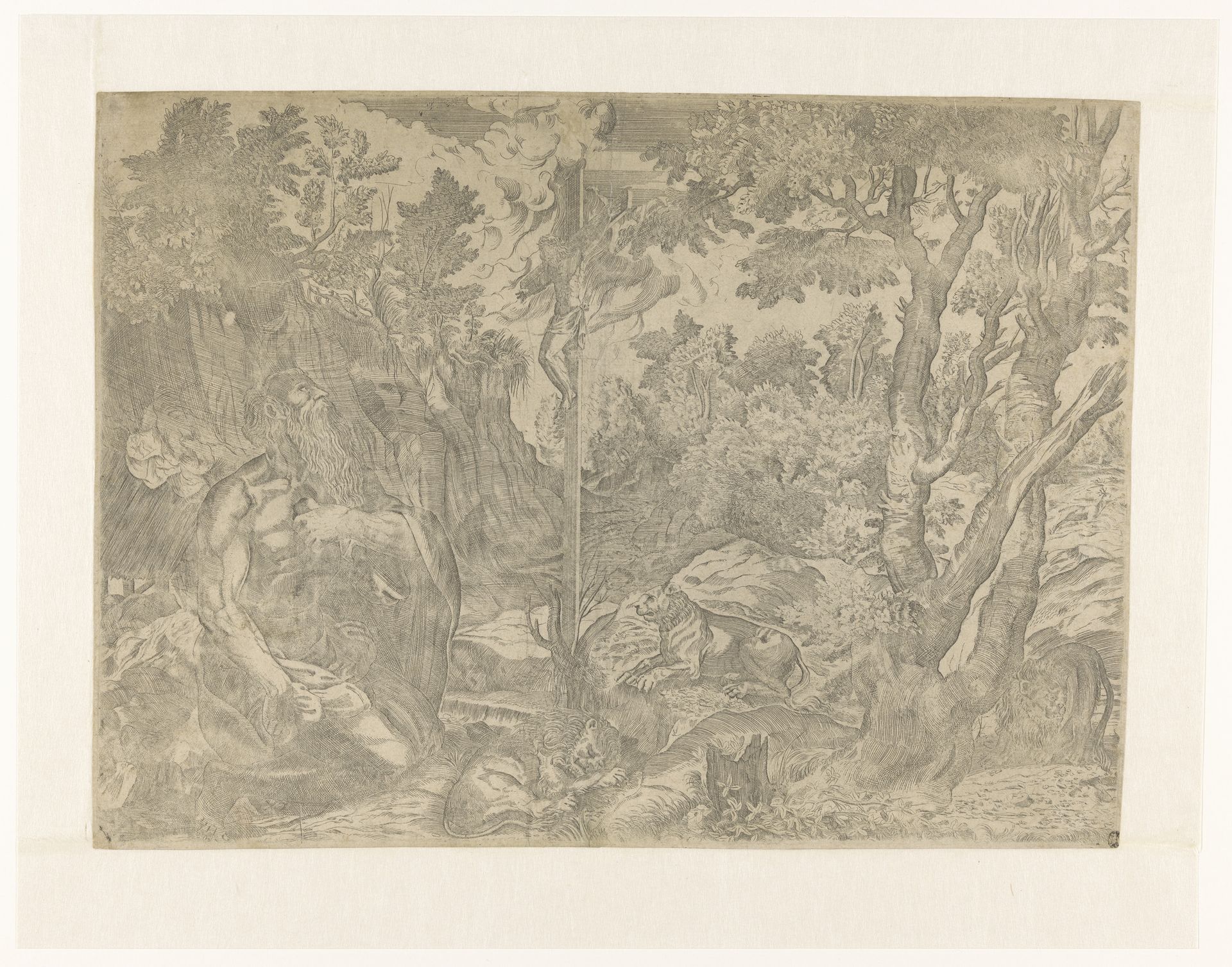 Heilige Hieronymus in de wildernis by Anonymous