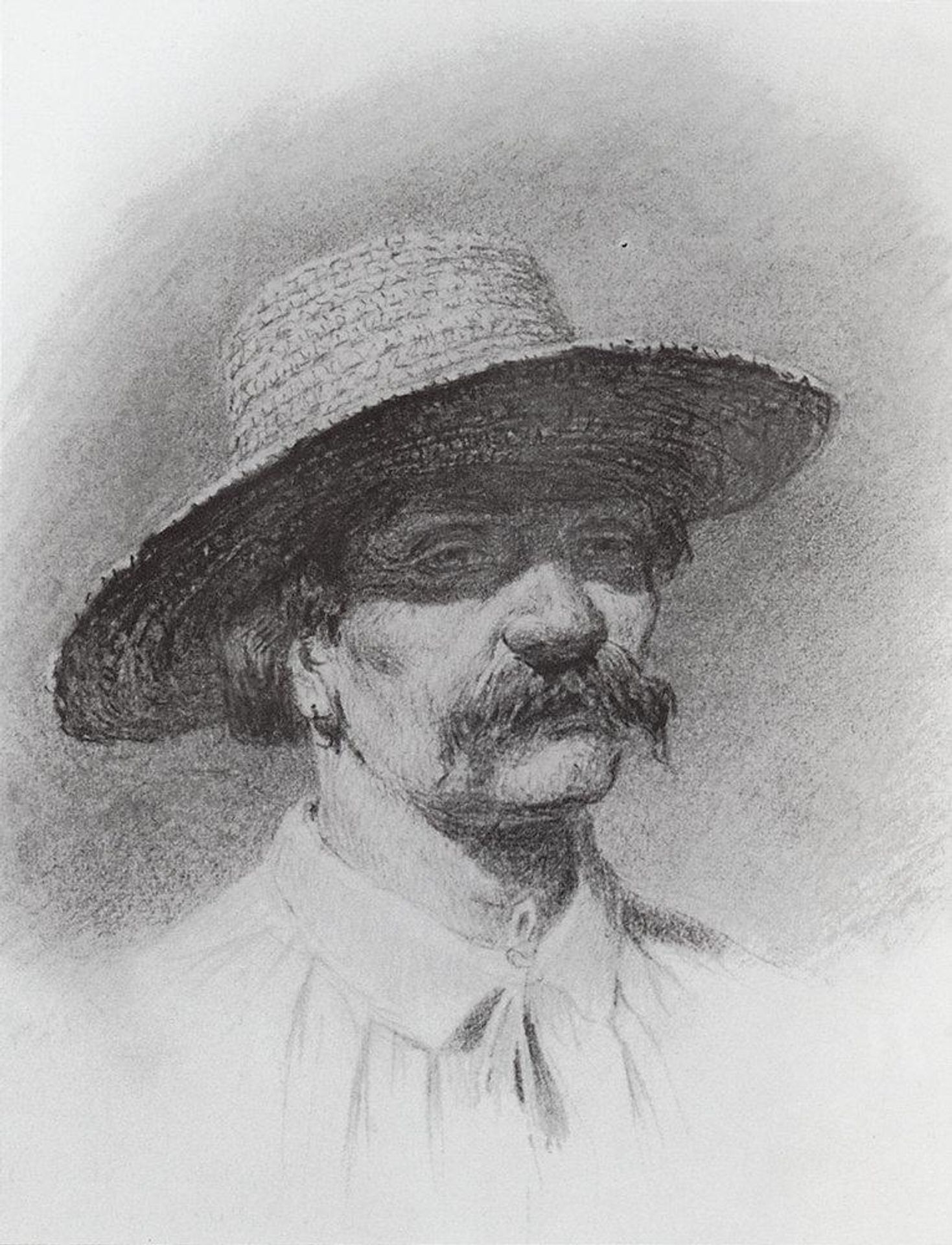 Men's head in a straw hat by Arkhyp Kuindzhi