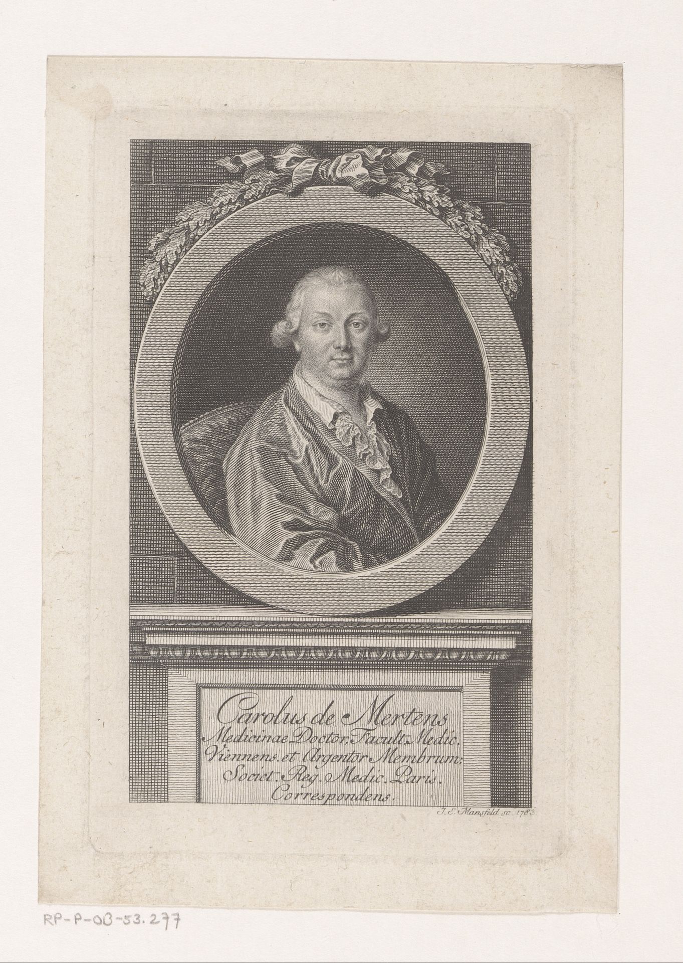 Portret van Carl von Mertens by Johann Ernst Mansfeld
