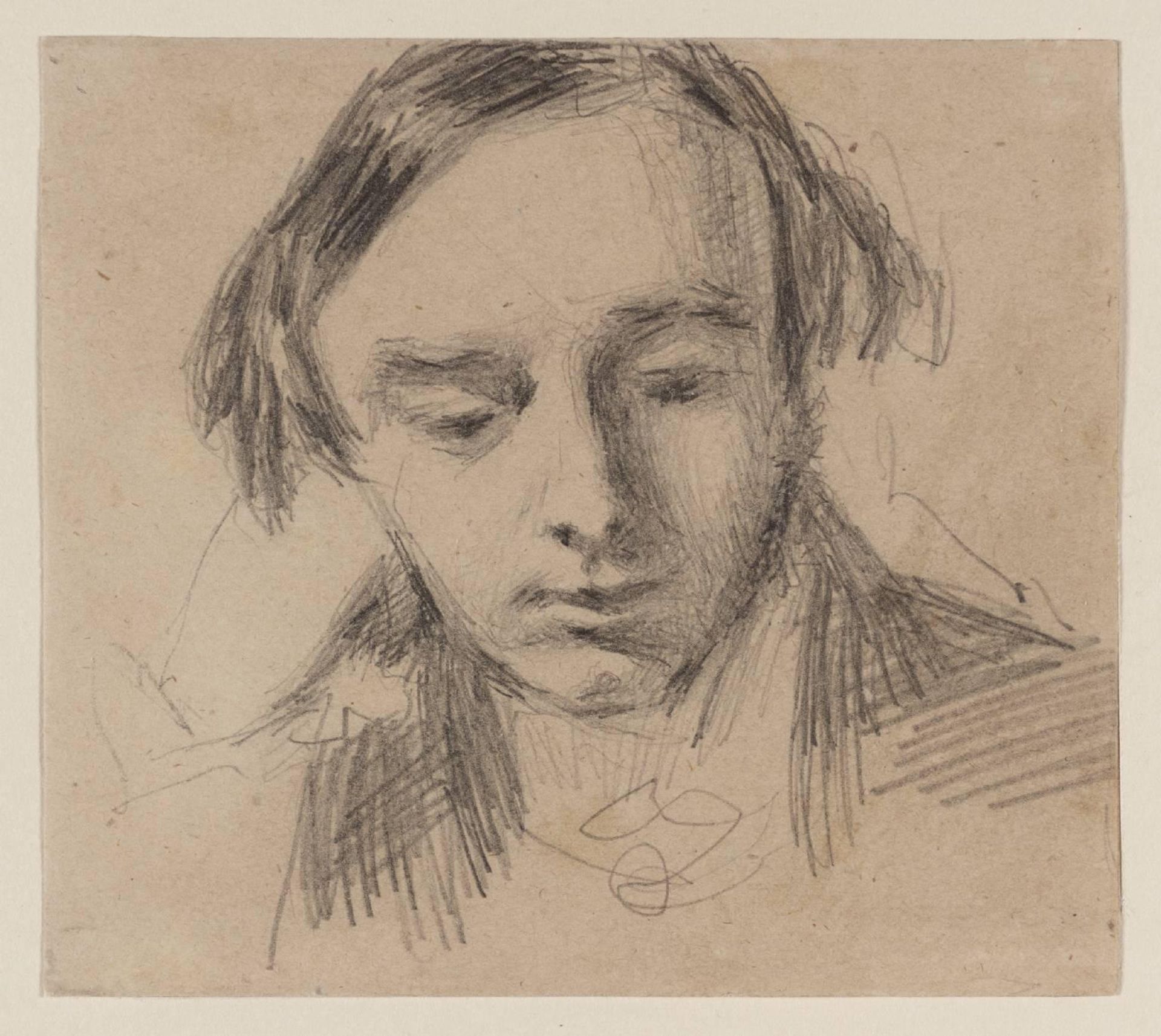 Head of a Young Man, Looking Down by William Henry Hunt