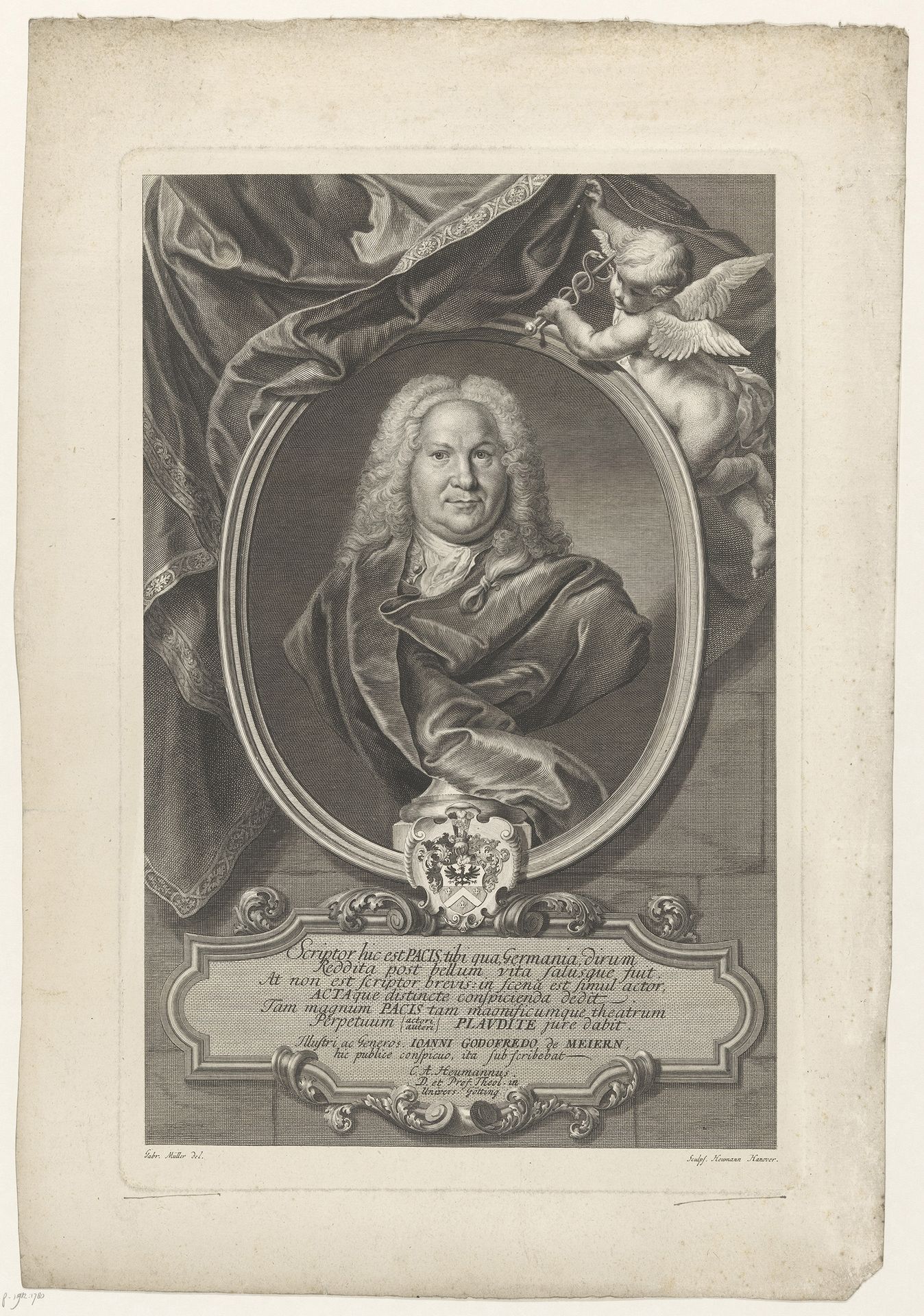 Portret van Johann Godfried von Meiern by Georg Daniel Heumann