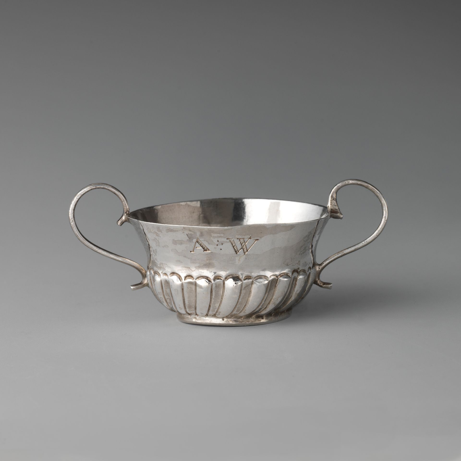 Miniature porringer by I. H.