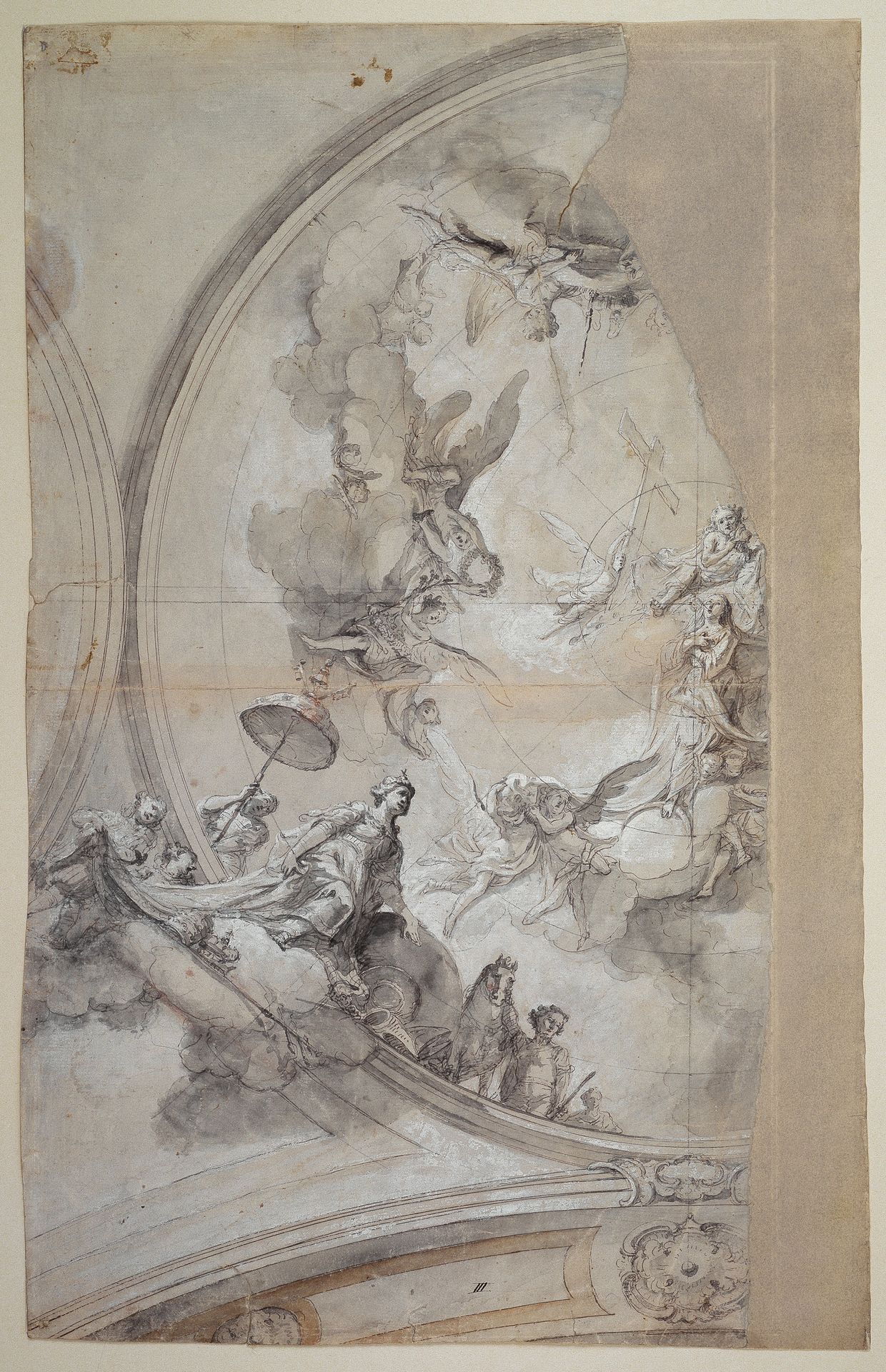 Deckenentwurf mit Marienkrönung (Fragment) by Matthäus Günther