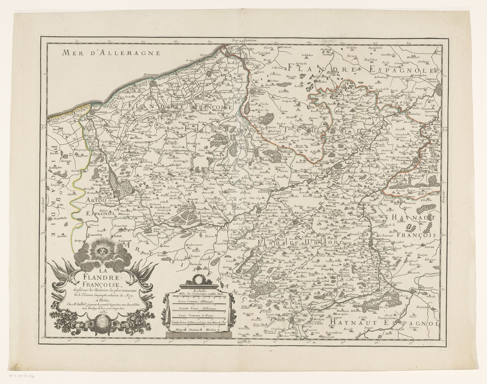 Kaart van het Franse deel van Vlaanderen by Anonymous