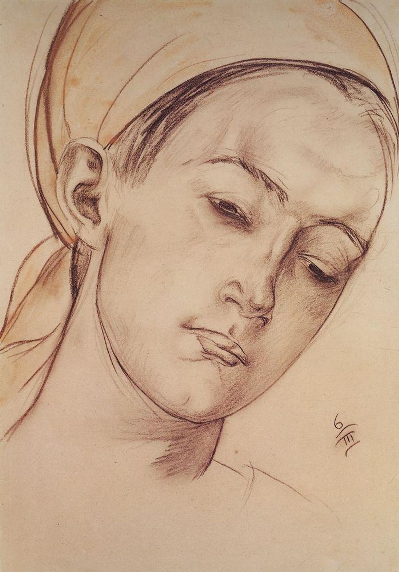 Female head by Kuzma Petrov-Vodkin