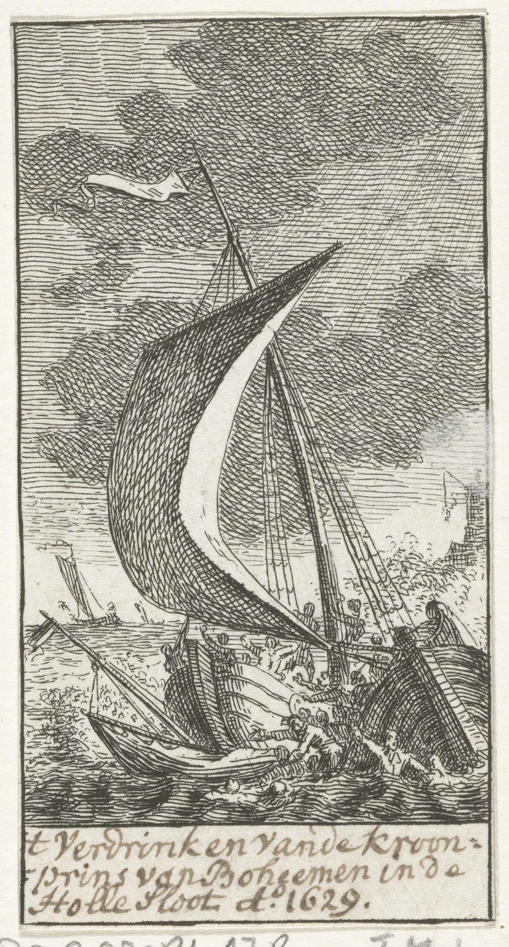 De kroonprins van Bohemen verdrinkt op het IJ, 1629 by Simon Fokke