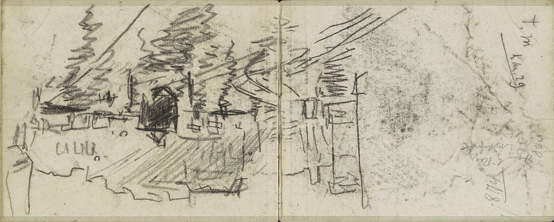 Gezicht op de Dam te Amsterdam met een rijtuig by George Hendrik Breitner