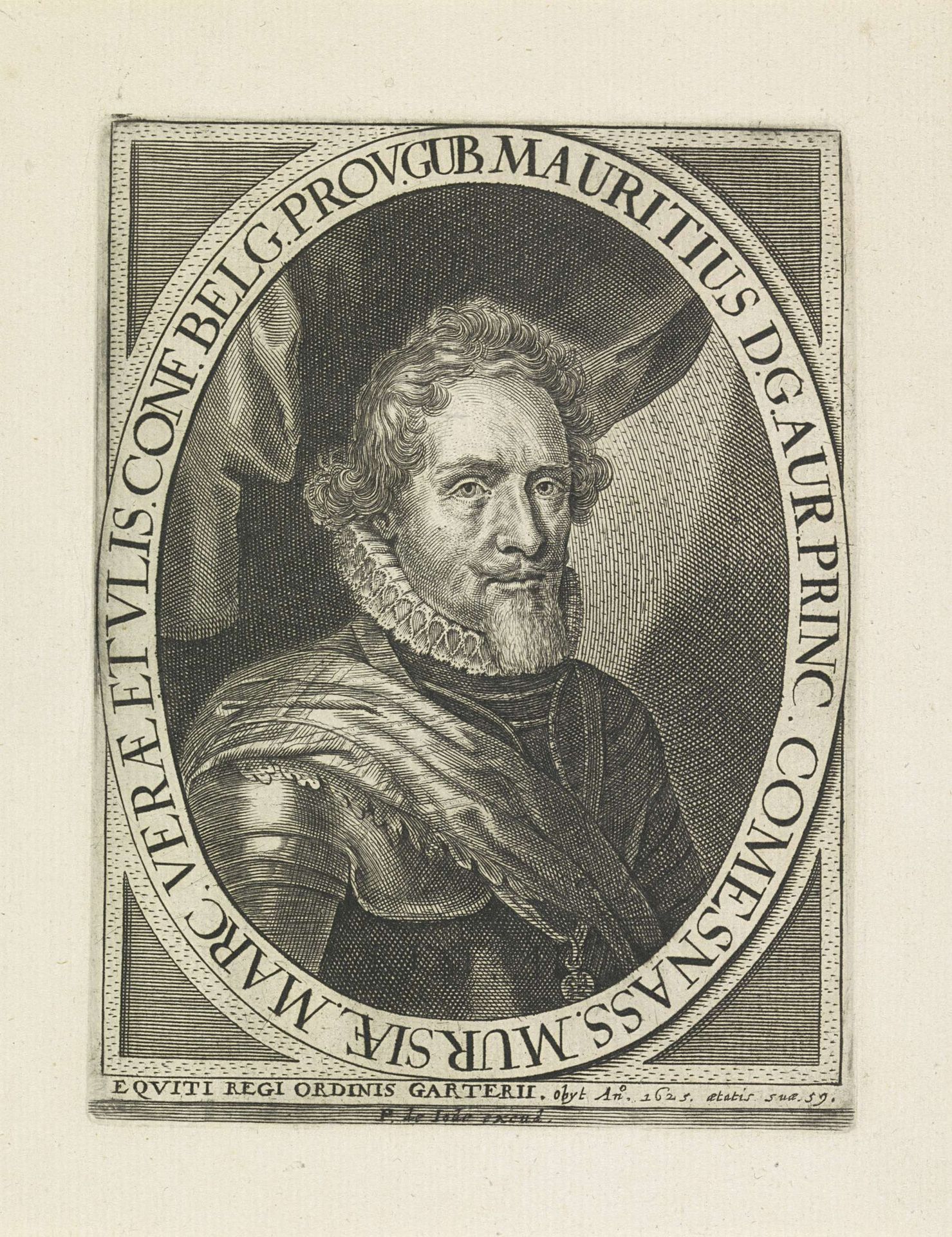Portret van Maurits, prins van Oranje, op 59-jarige leeftijd by Anonymous