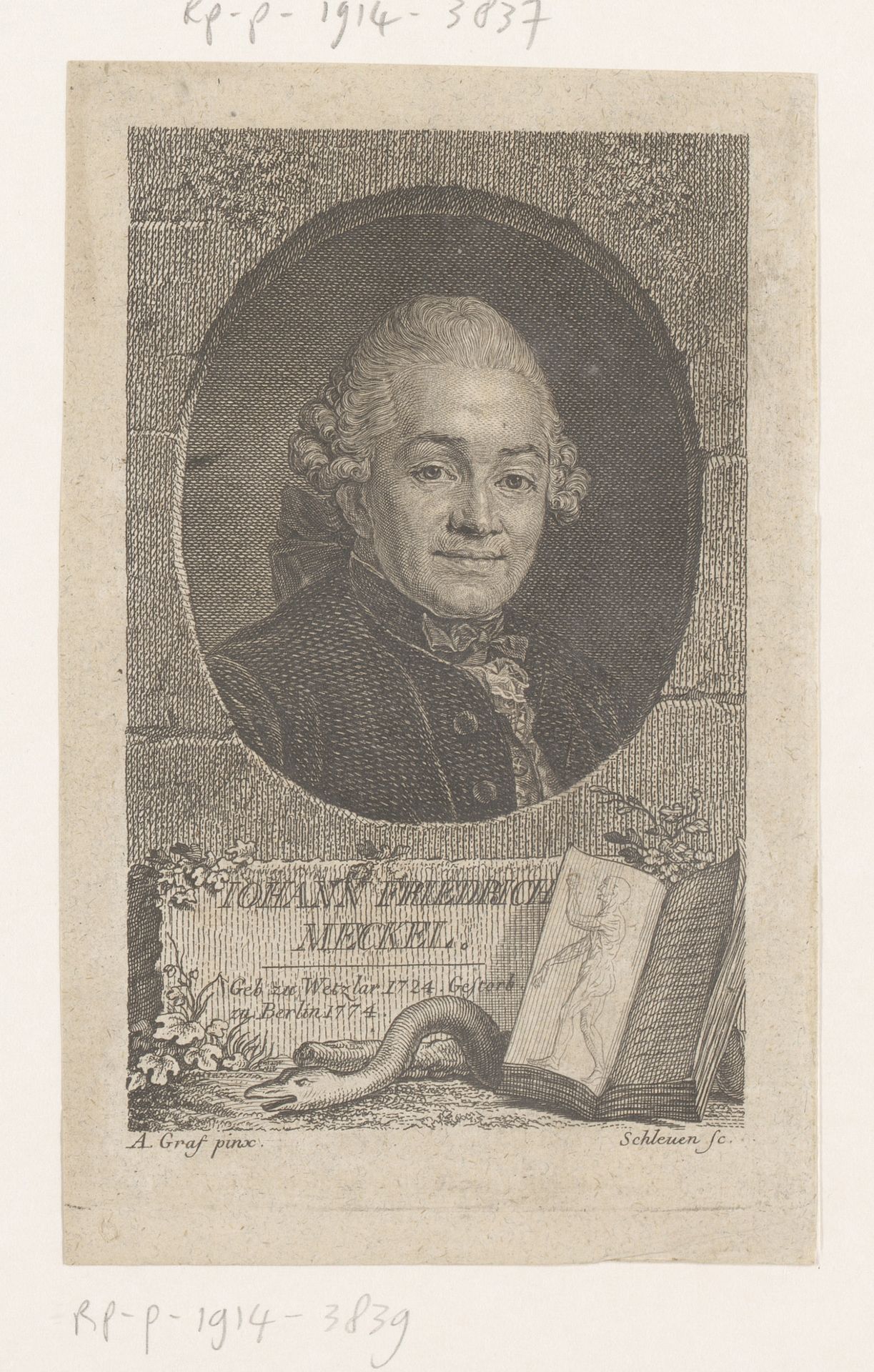 Portret van Johann Friedrich Meckel by Johann Friedrich Schleuen