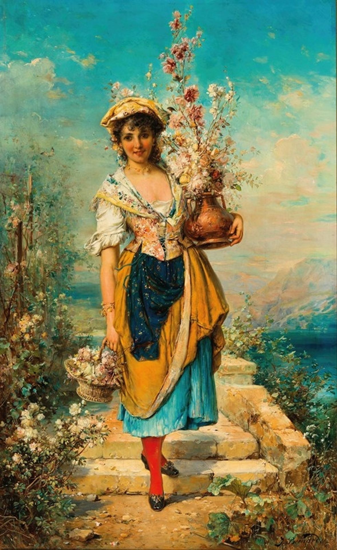 A Beautiful Flower Girl by Hans Zatzka