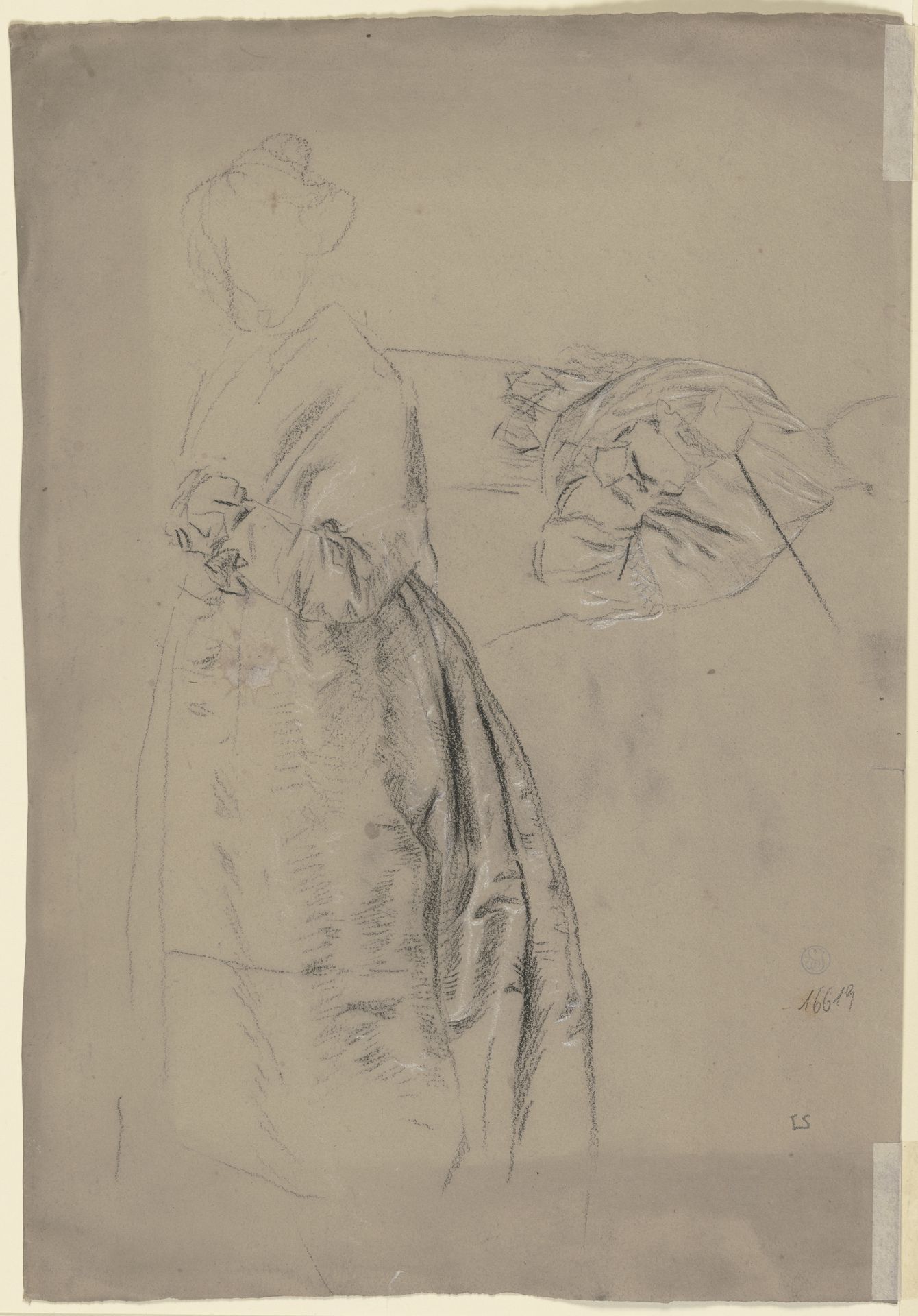 Standing woman to the left by Otto Scholderer