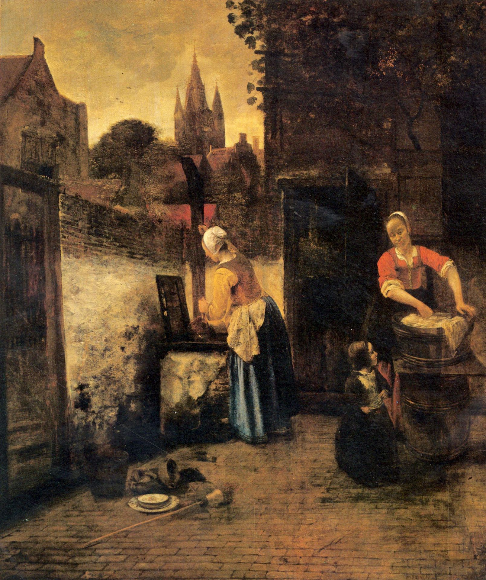 Two women with a child in court by Pieter de Hooch