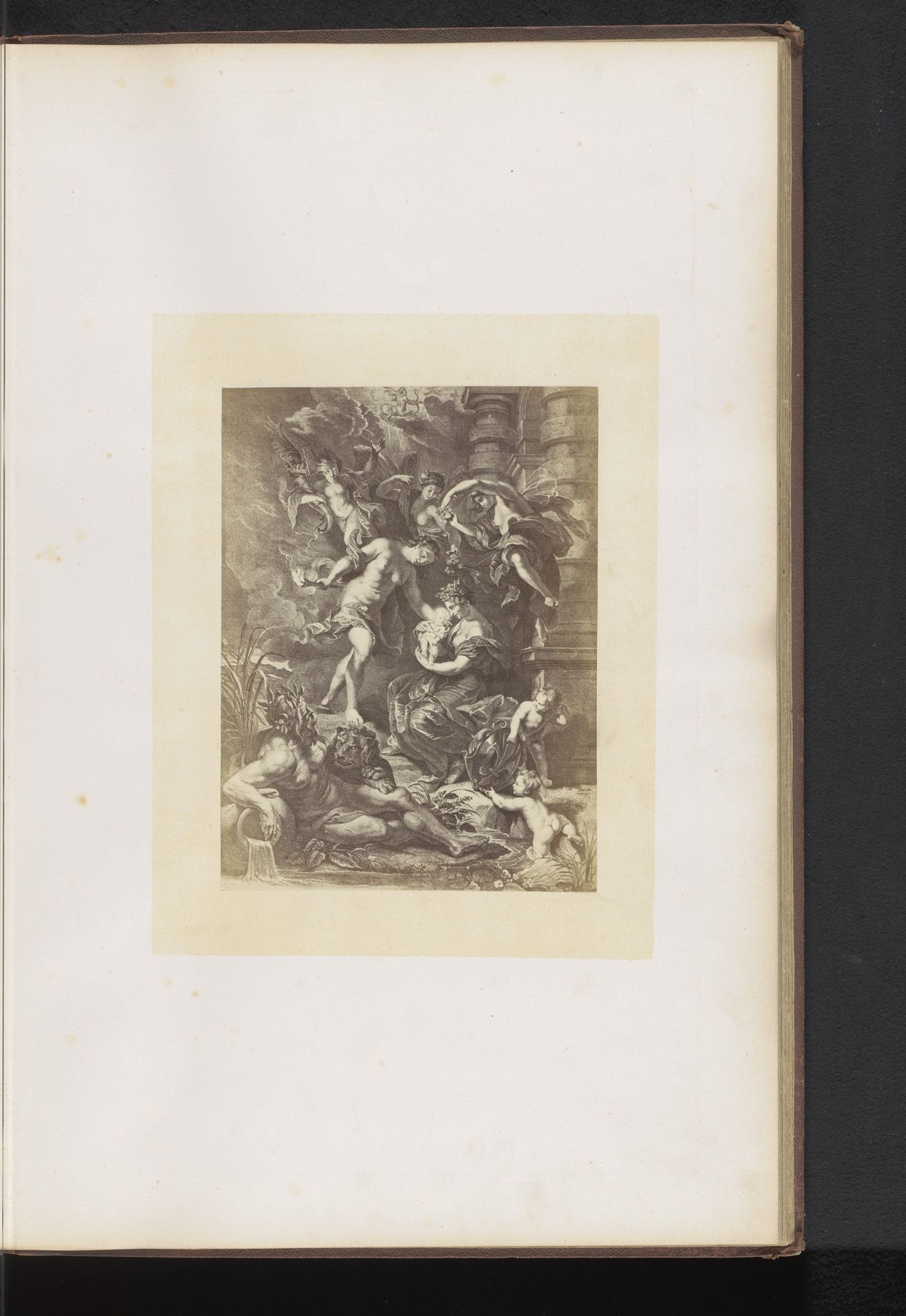 Fotoreproductie van een gravure van De geboorte van Maria de'Medici door Jean-Marc Nattier, naar het schilderij door Peter Paul Rubens by Dechamps et Cie.