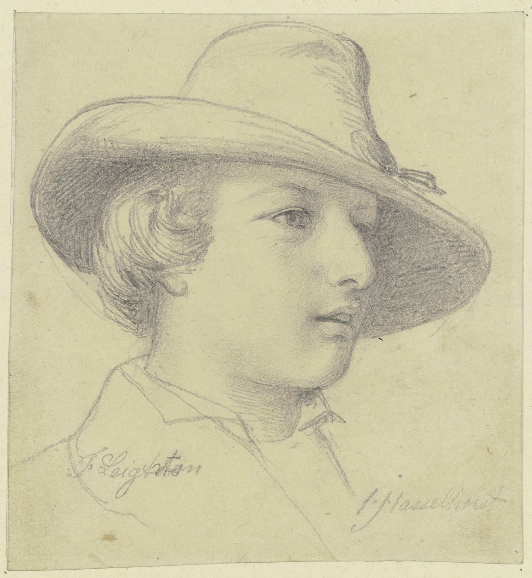 Bildnis Frederic Leighton mit Hut by Johann Heinrich Hasselhorst