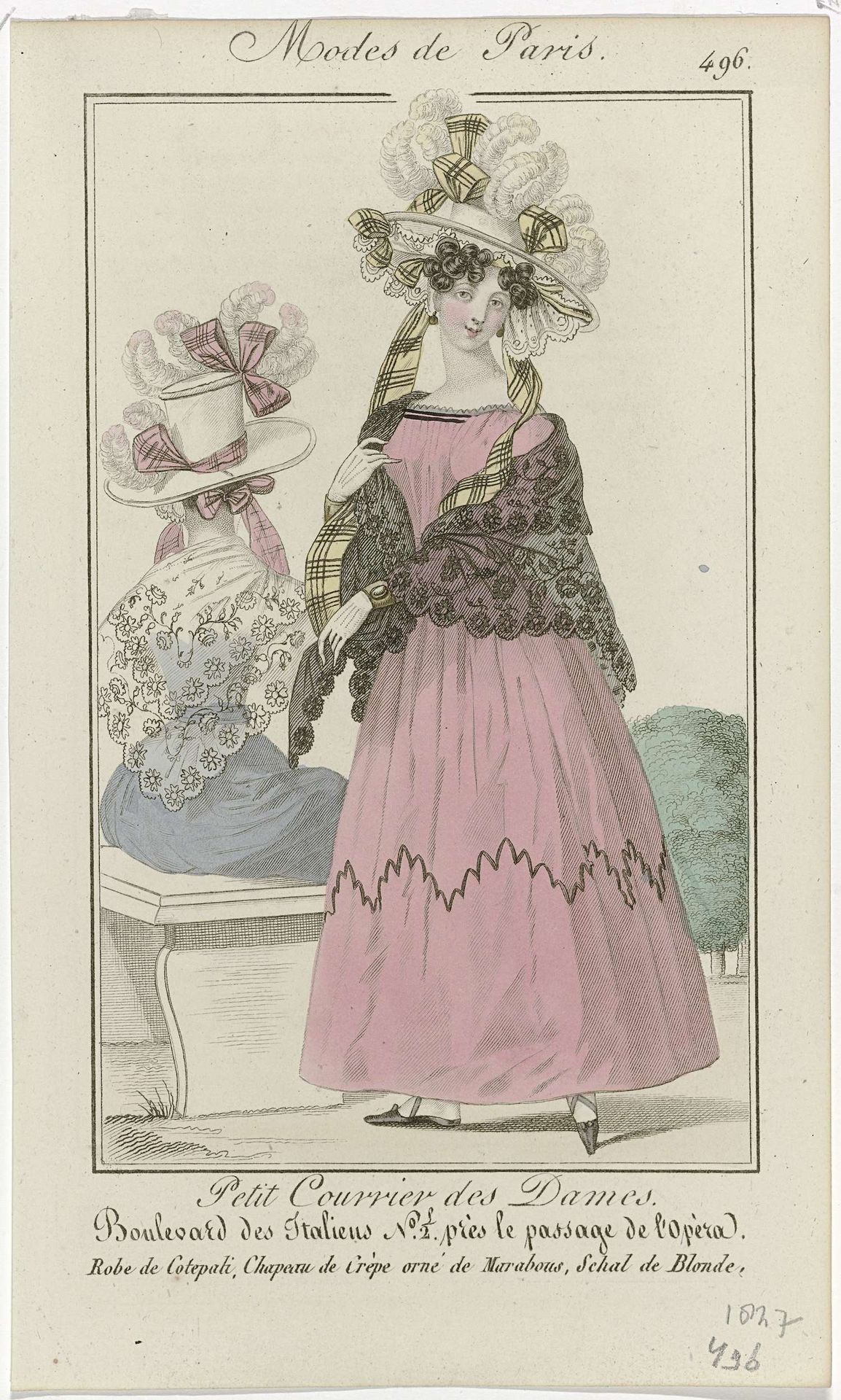 Petit Courrier des Dames, 1827, No. 496 : Robe de Cotepal (...) by Anonymous
