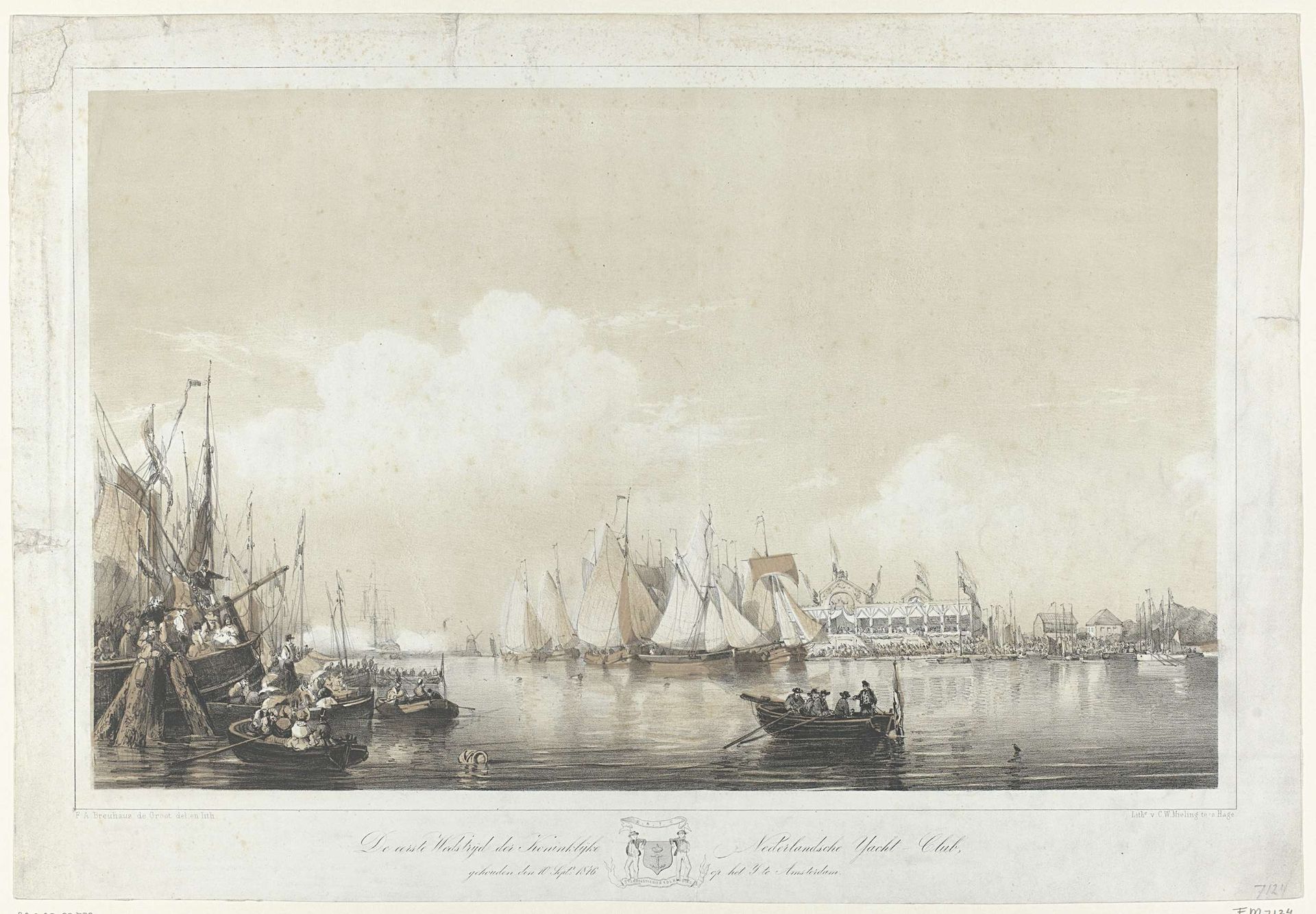 De eerste Wedstrijd der Koninklijke Nederlandsche Yacht-Club, gehouden den 10 Sept.r 1846 op het IJ te Amsterdam by Frans Arnold Breuhaus de Groot