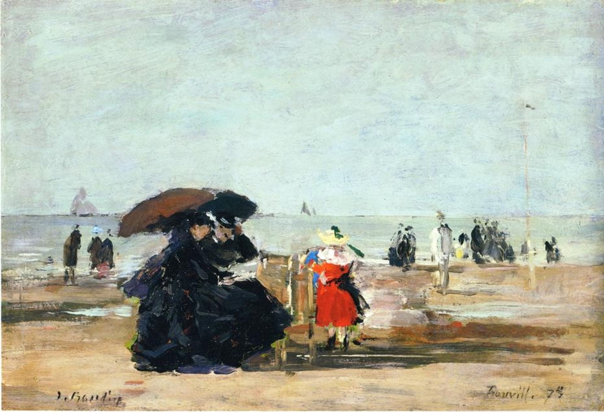 Trouville, Beach Scene by Eugène Boudin