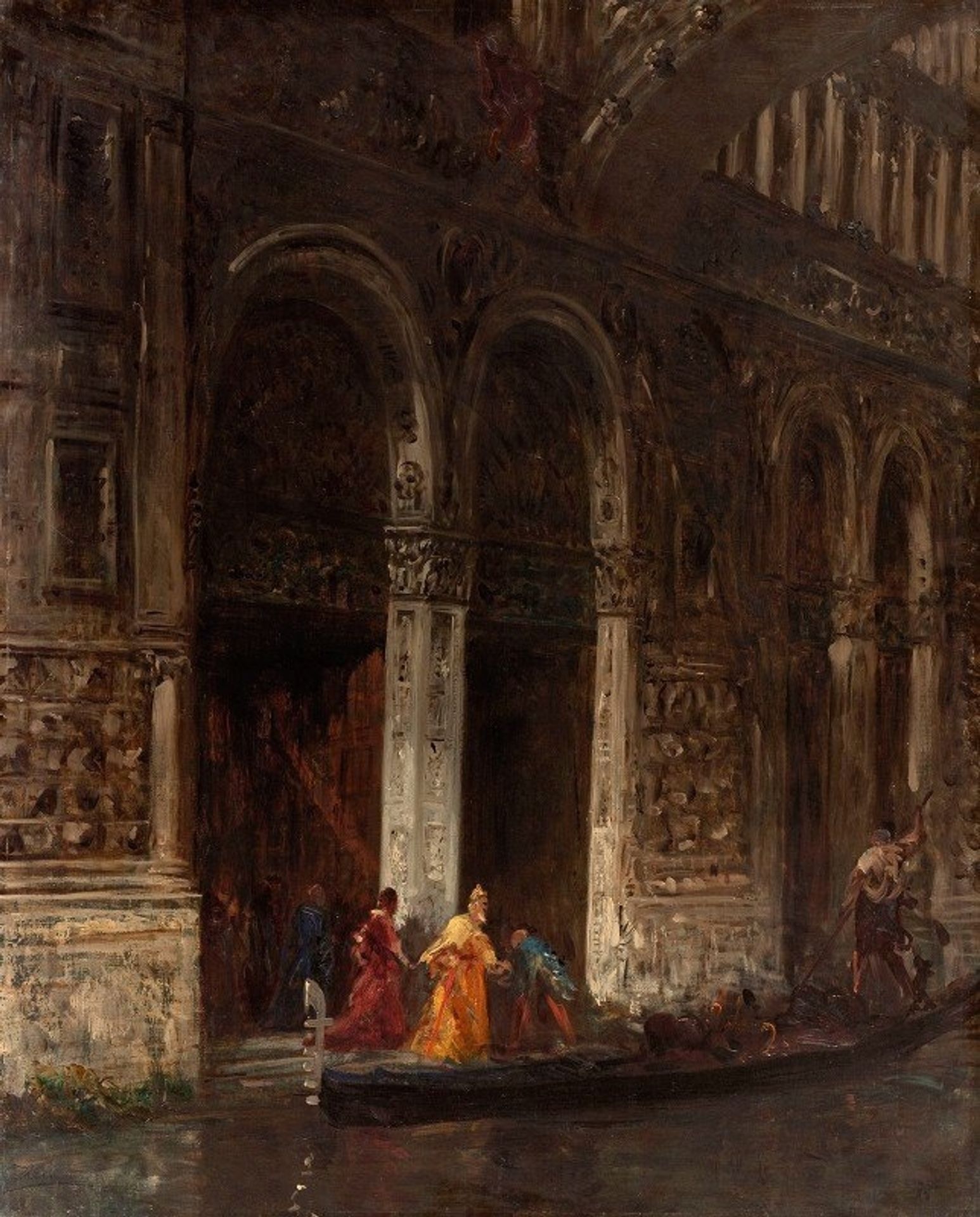 La sortie du Palais des Doges sous le pont des Soupirs by Félix Ziem