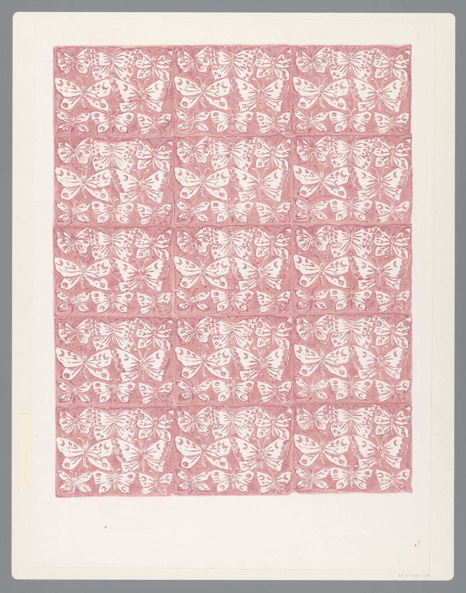 Blad met patroon van vlinders by Legatoria Piazzesi