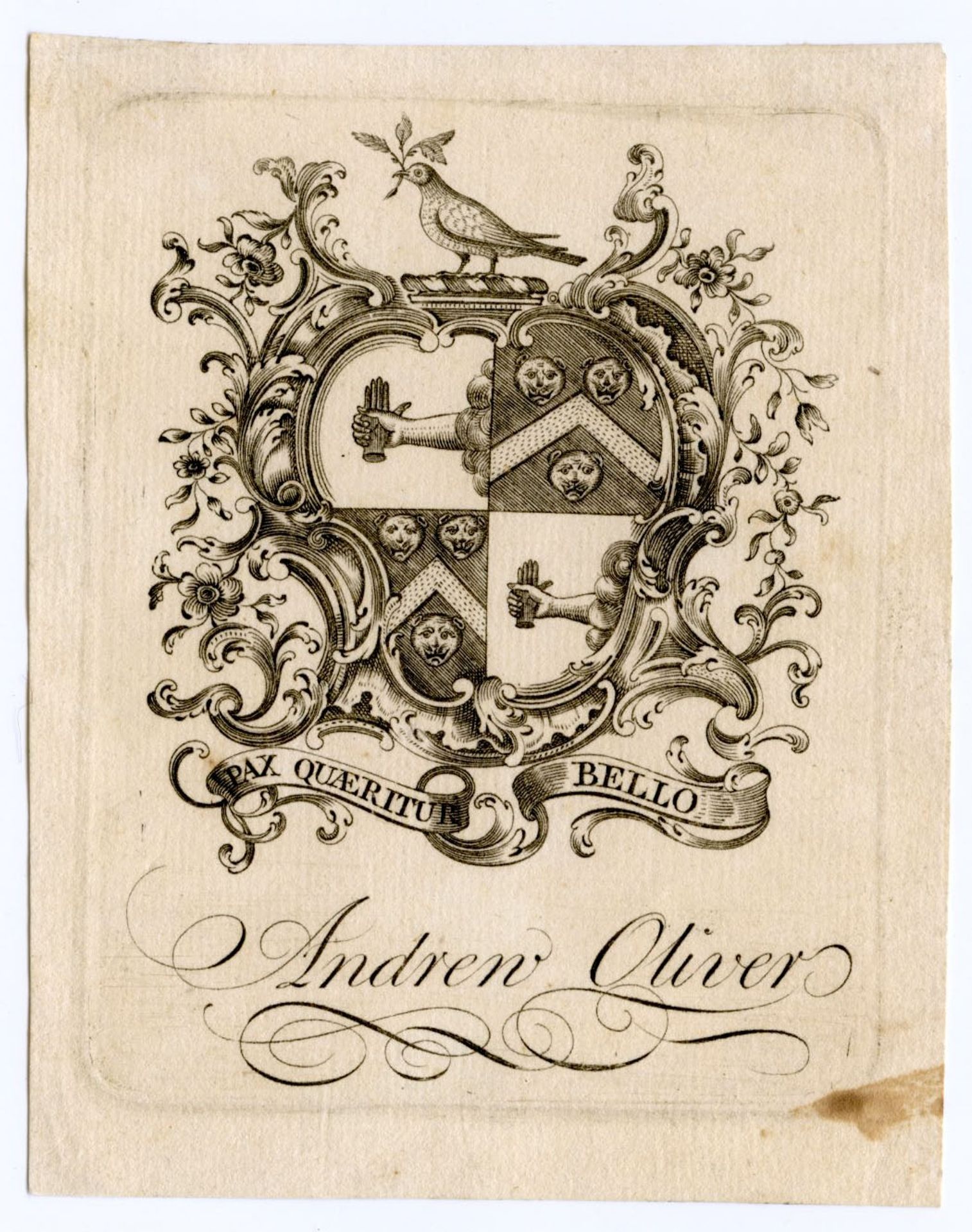 Andrew Oliver Bookplate by Paul Revere