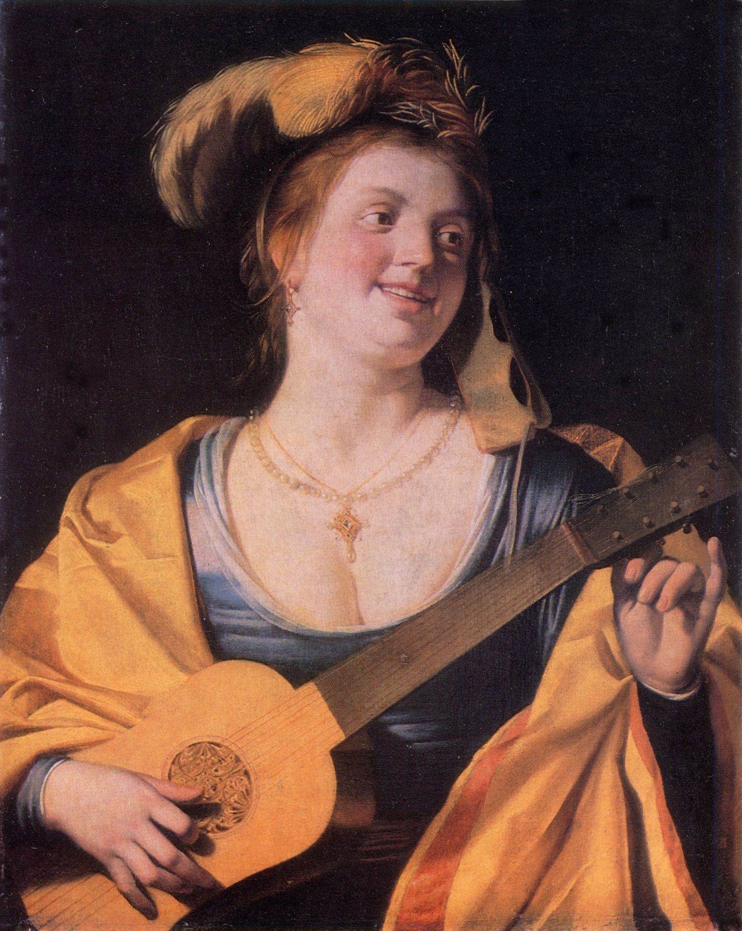 Woman with Guitar by Gerard van Honthorst