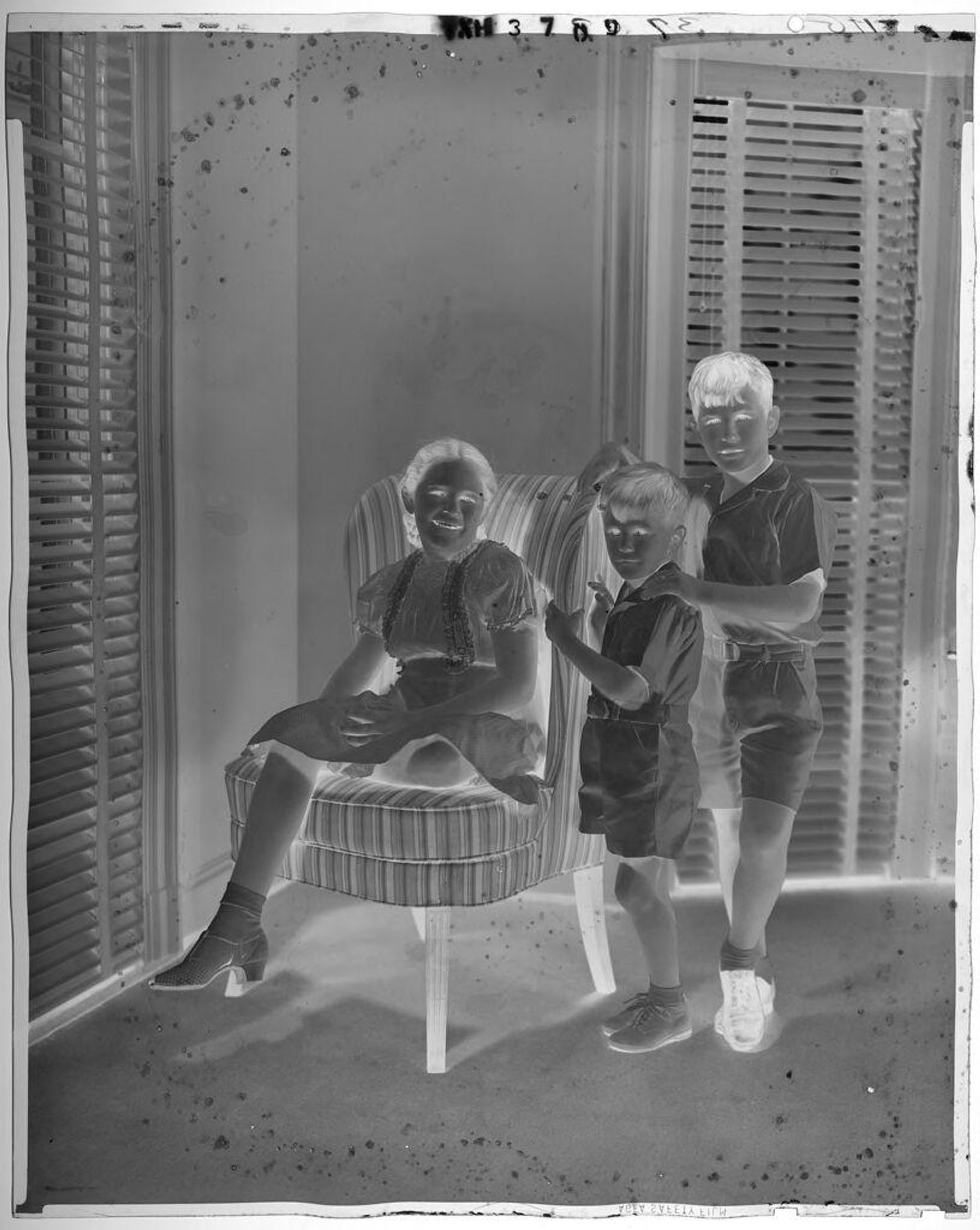 Untitled (girl seated on chair, two brothers standing beside) by Paul Gittings
