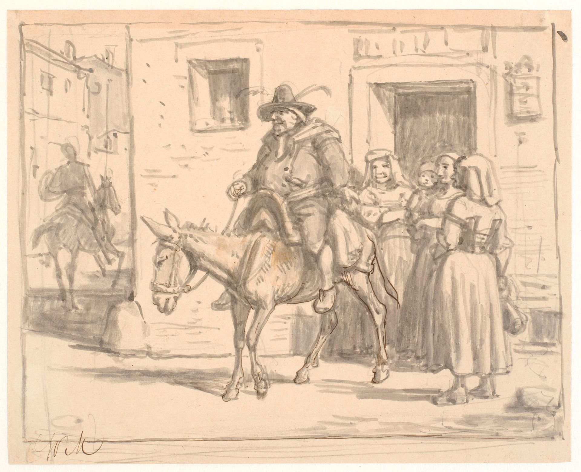 Don Quixote og Sancho Pansa forlader værtshuset by Wilhelm Marstrand