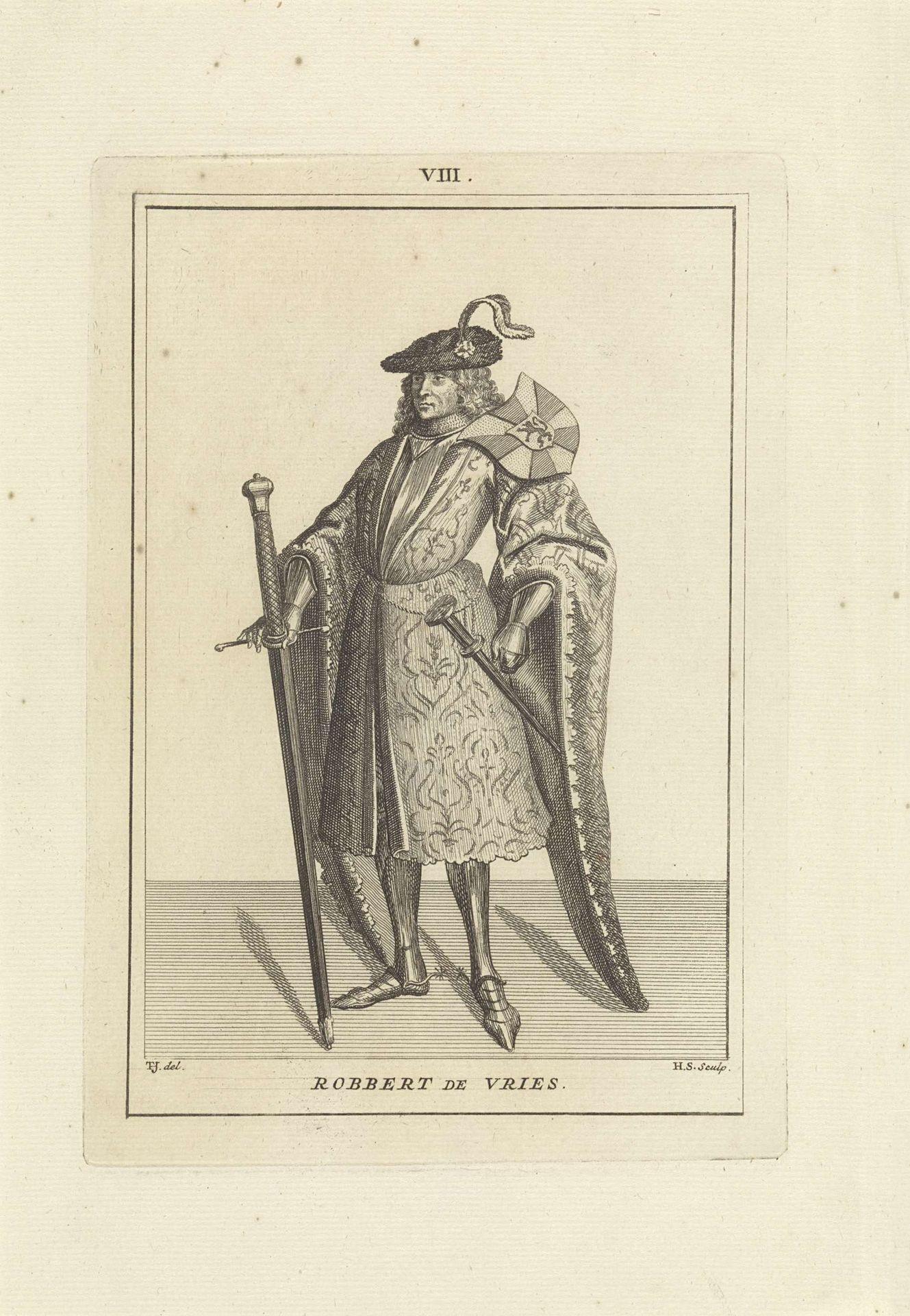 Portret van Robrecht I de Fries, graaf van Vlaanderen en Holland by Hendrik Spilman