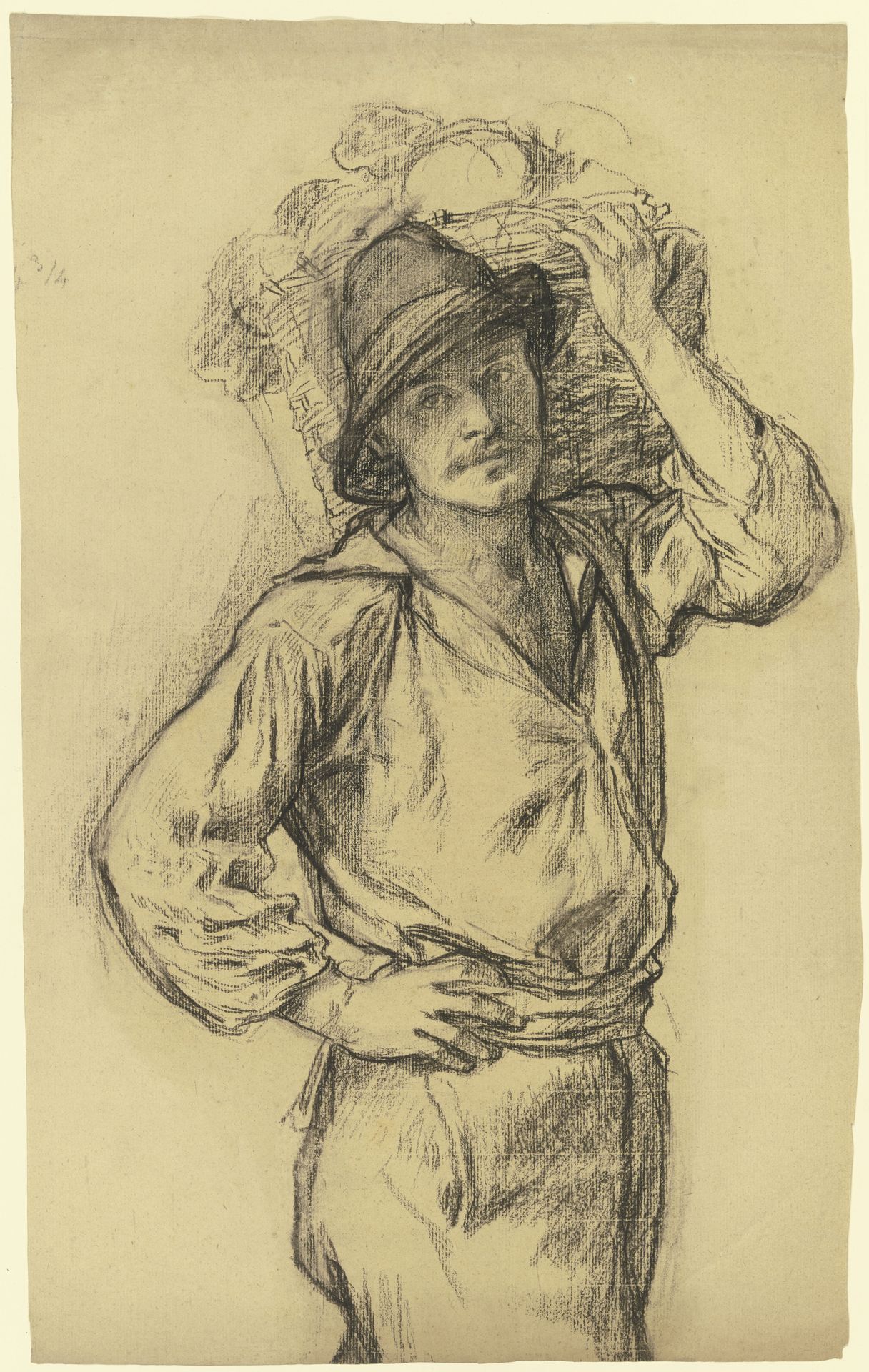 Heimkehrender Landarbeiter mit Fruchtkorb by Otto Scholderer