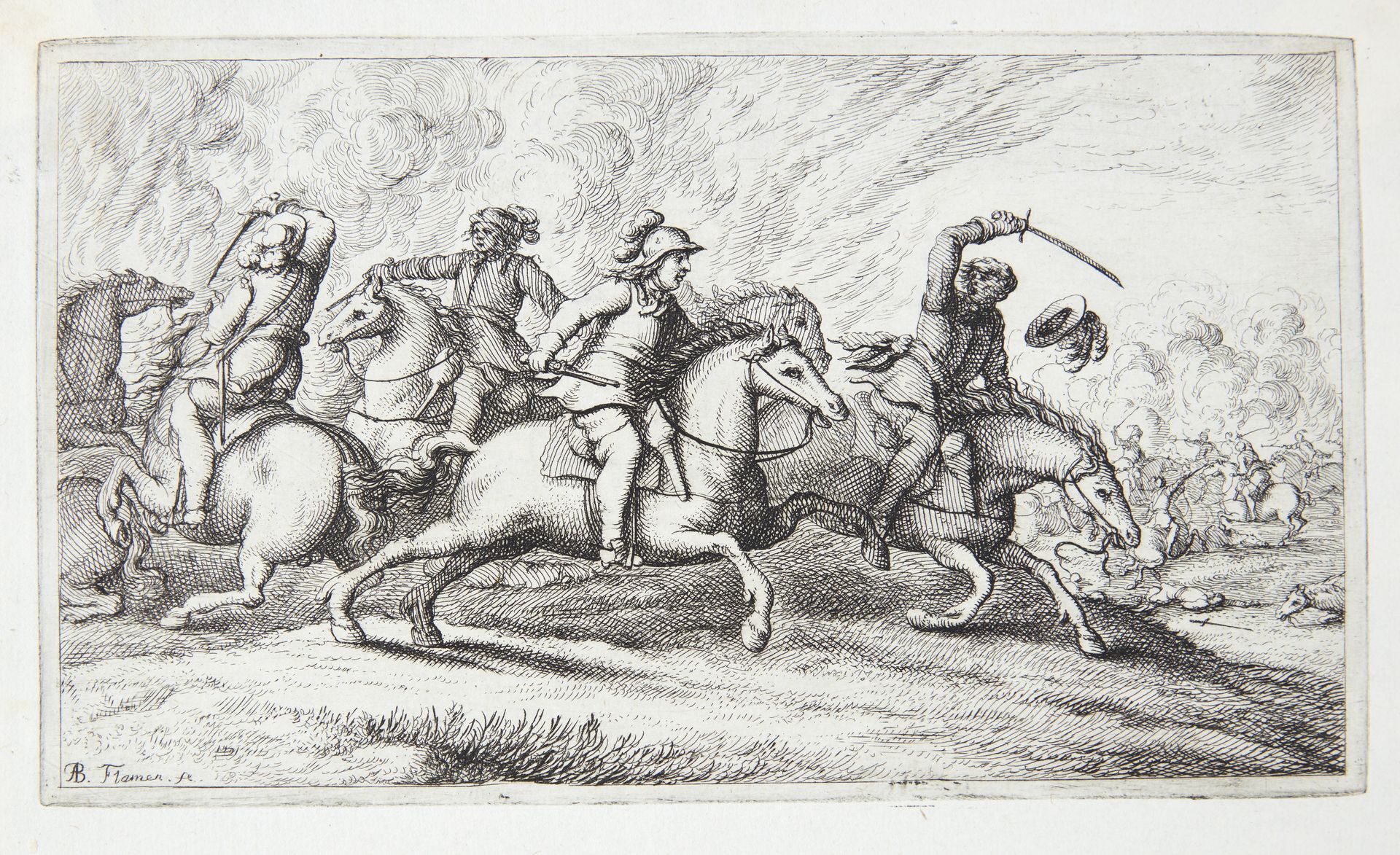 Kavaleri, der jagter en fjende by Albert Flamen
