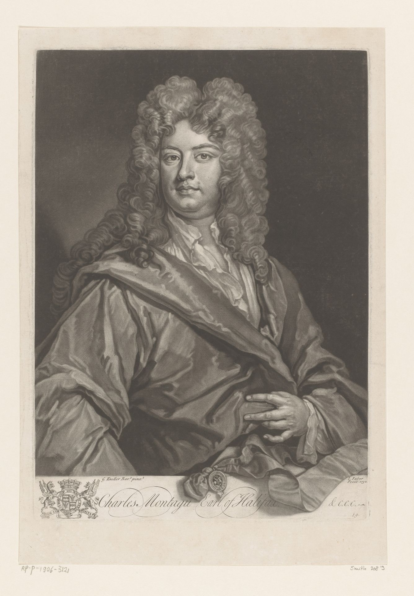 Portret van Charles Montagu by John (II) Faber
