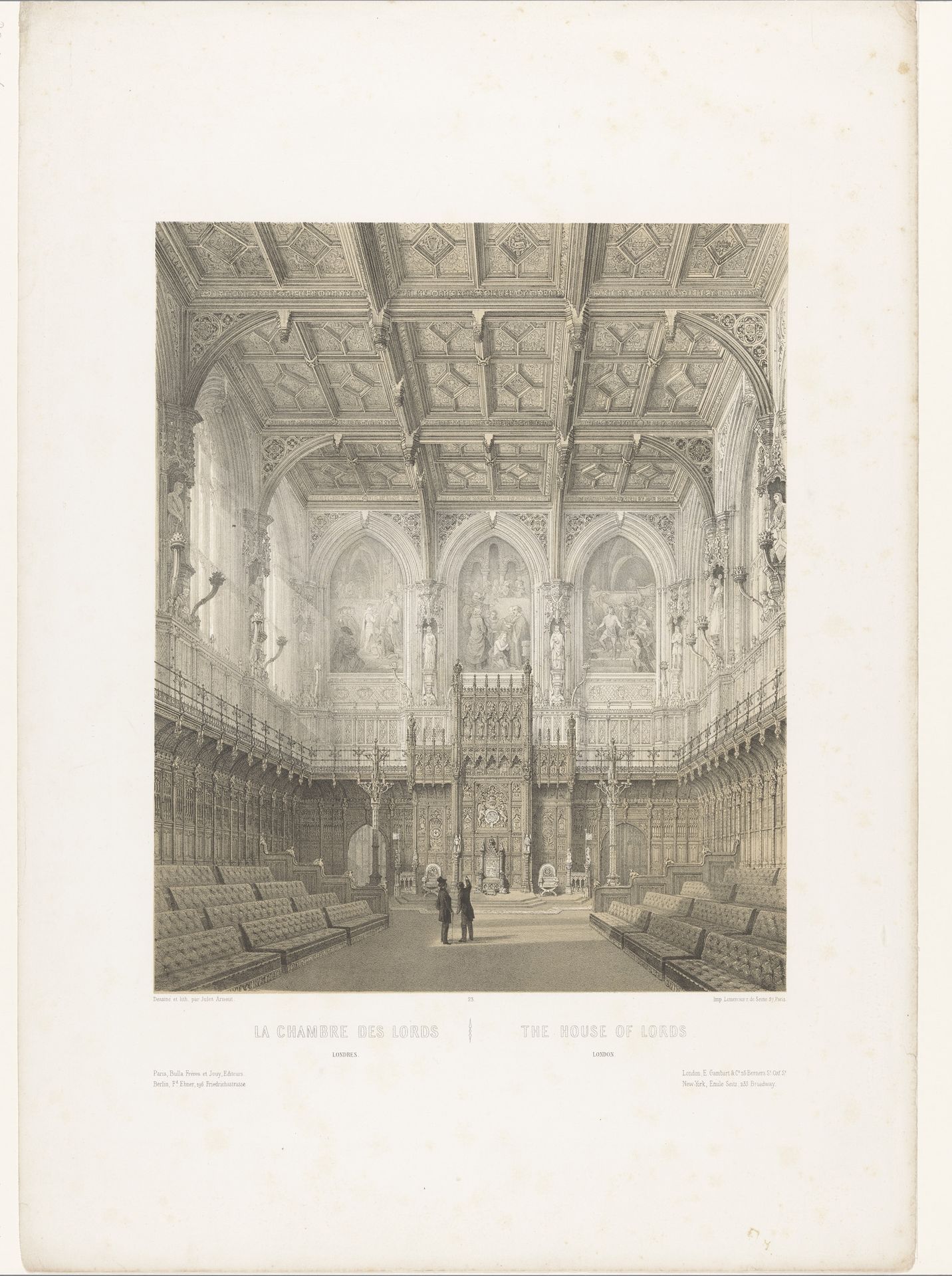 Interieur van het Hogerhuis in de Houses of Parliament by Louis Jules Arnout
