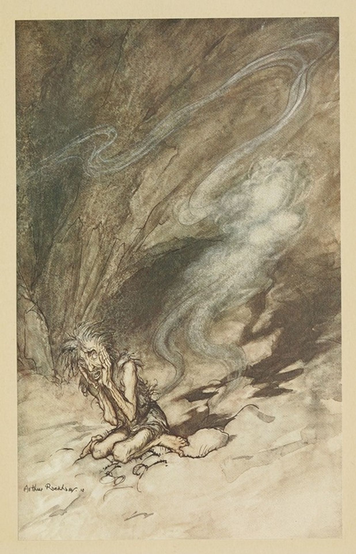 Mime writhes under the lashes he receives by Arthur Rackham