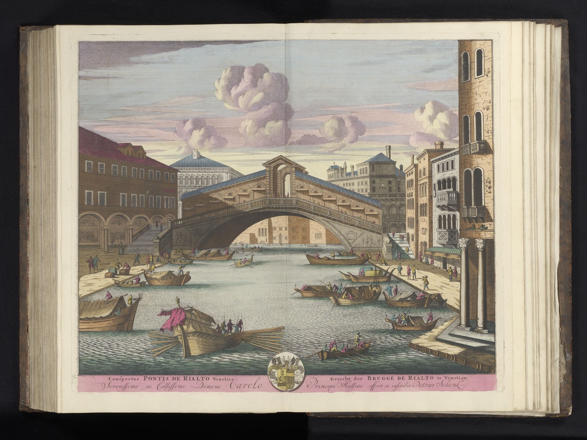 Gezicht op het Canal Grande en de Rialtobrug te Venetië by Pieter Schenk