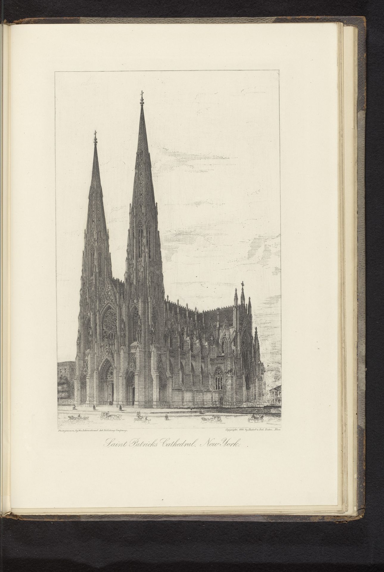 Reproductie van een ontwerp van een gezicht op de Saint Patrick's Cathedral te New York by Lakeside Press