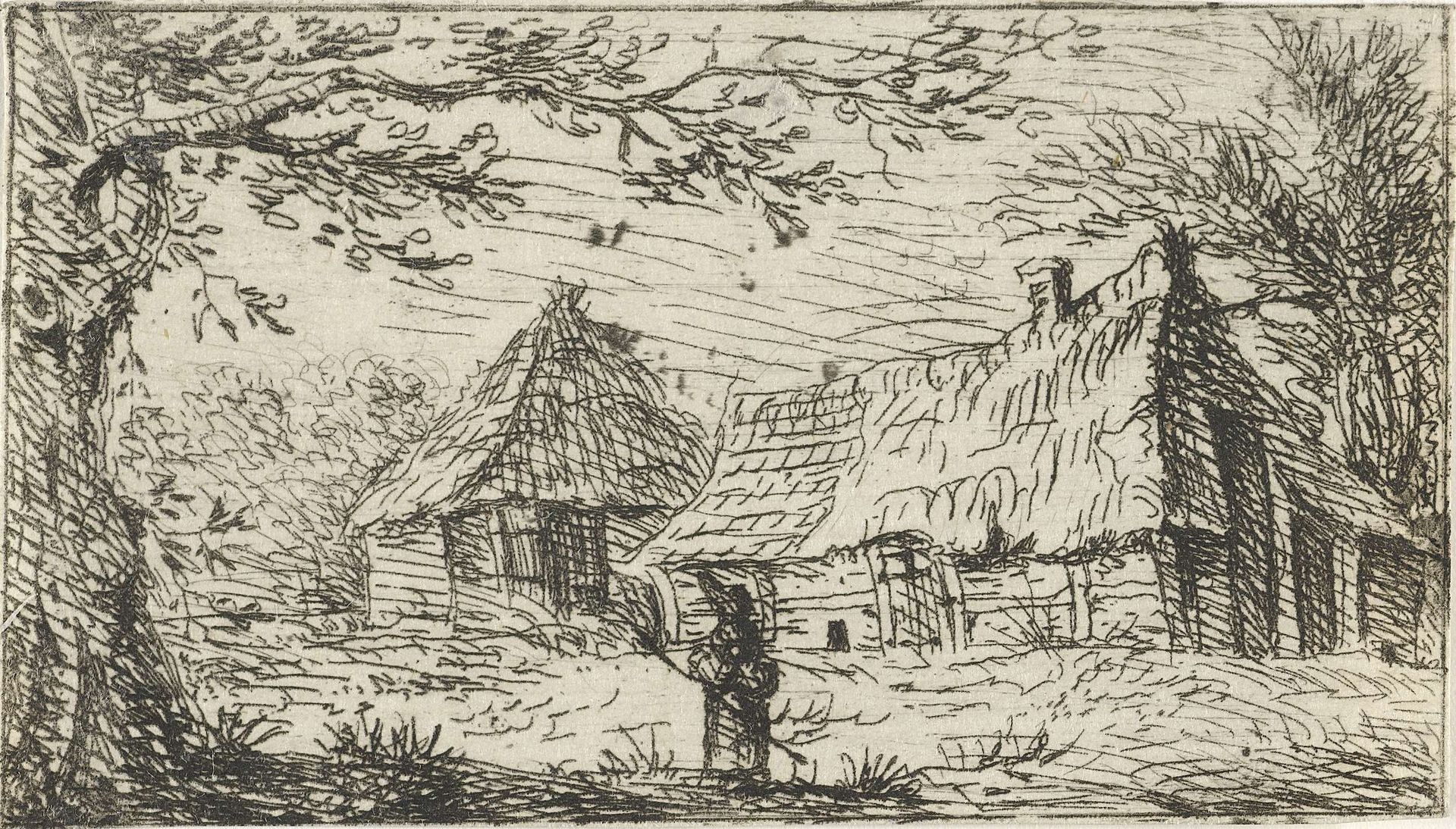 Landschap met een figuur voor een boerderij by Anthony Oberman