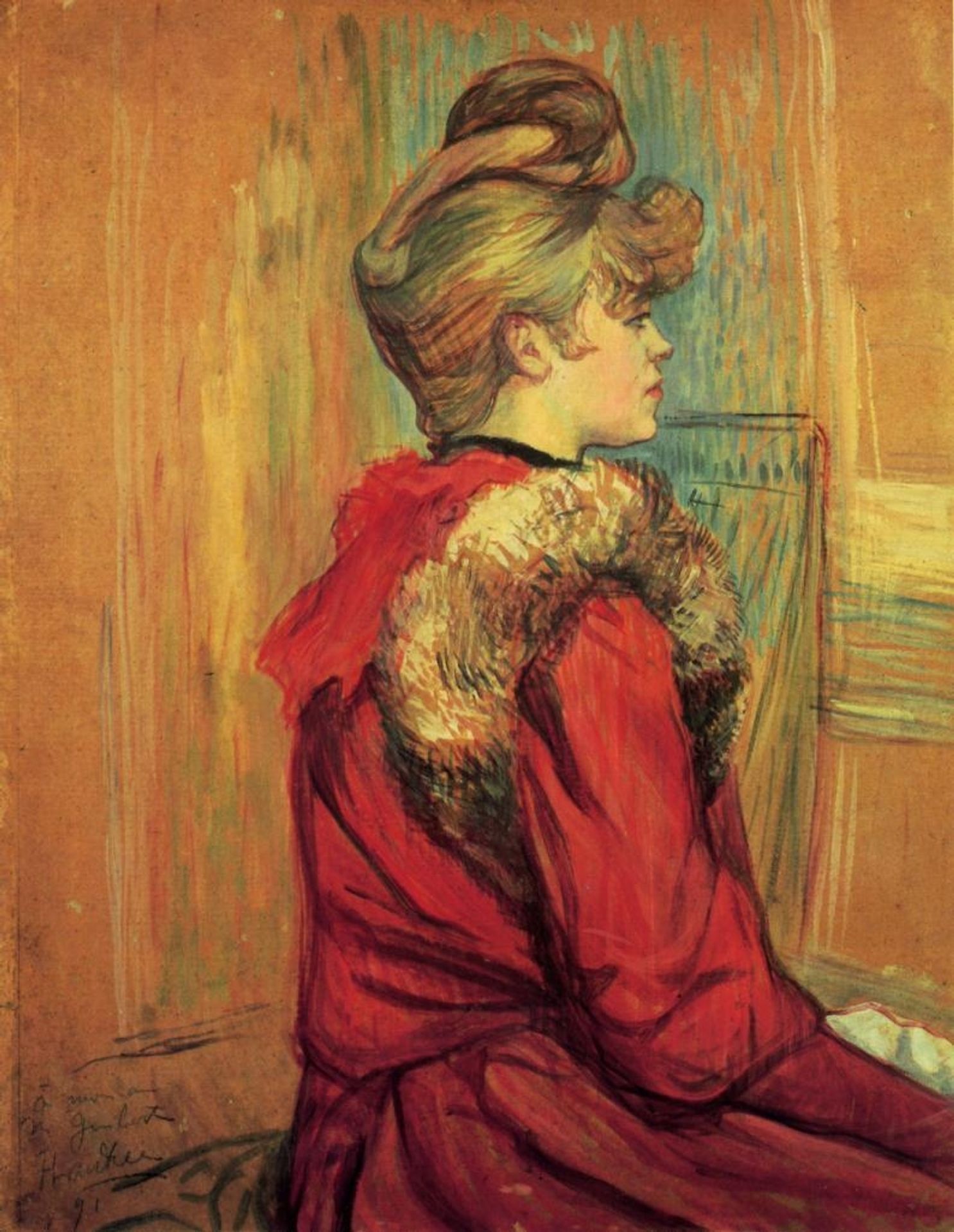 Girl in a Fur, Mademoiselle Jeanne Fontaine by Henri de Toulouse-Lautrec