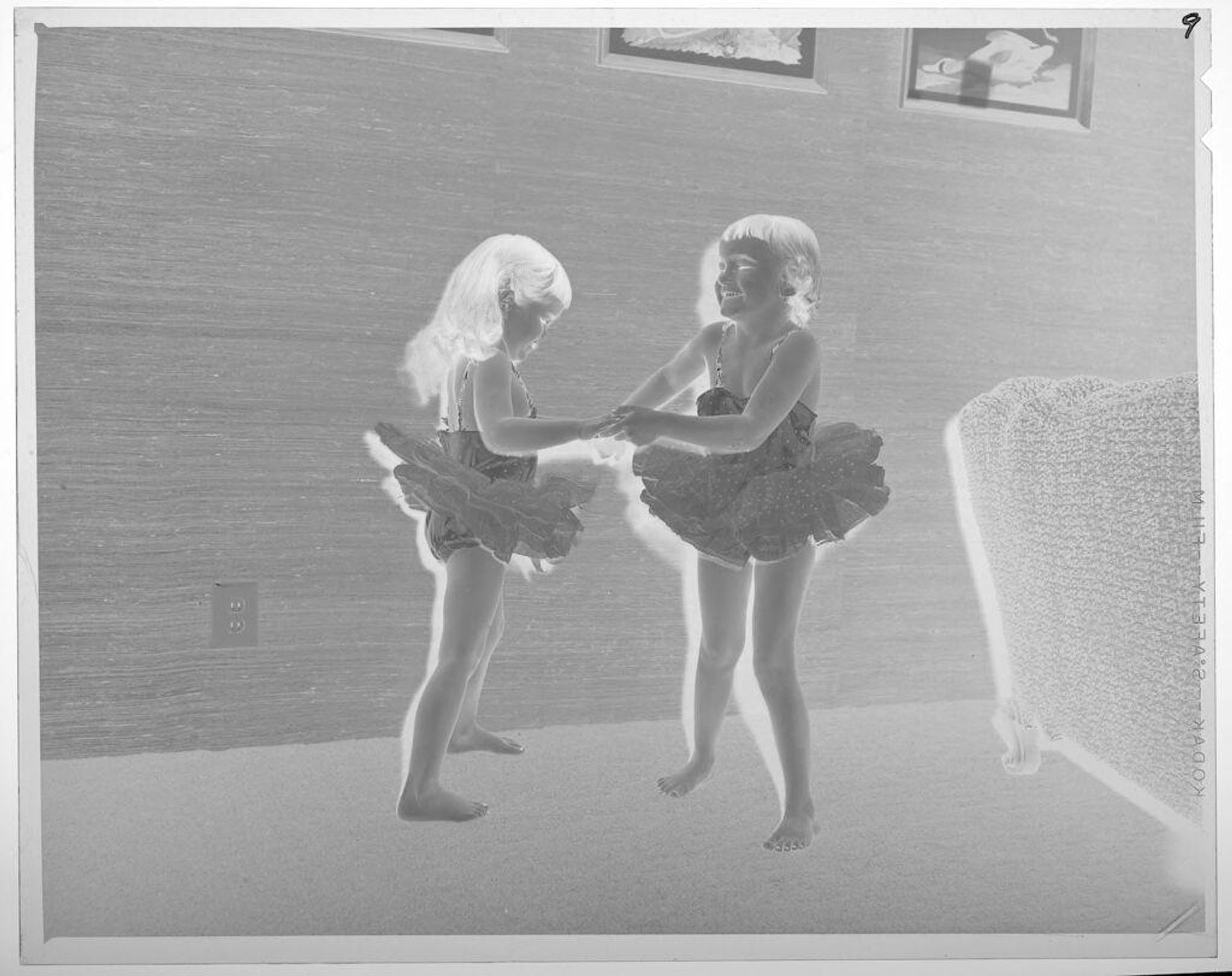 Untitled (two girls dancing, dressed in ballet clothes) by Lucian and Mary Brown