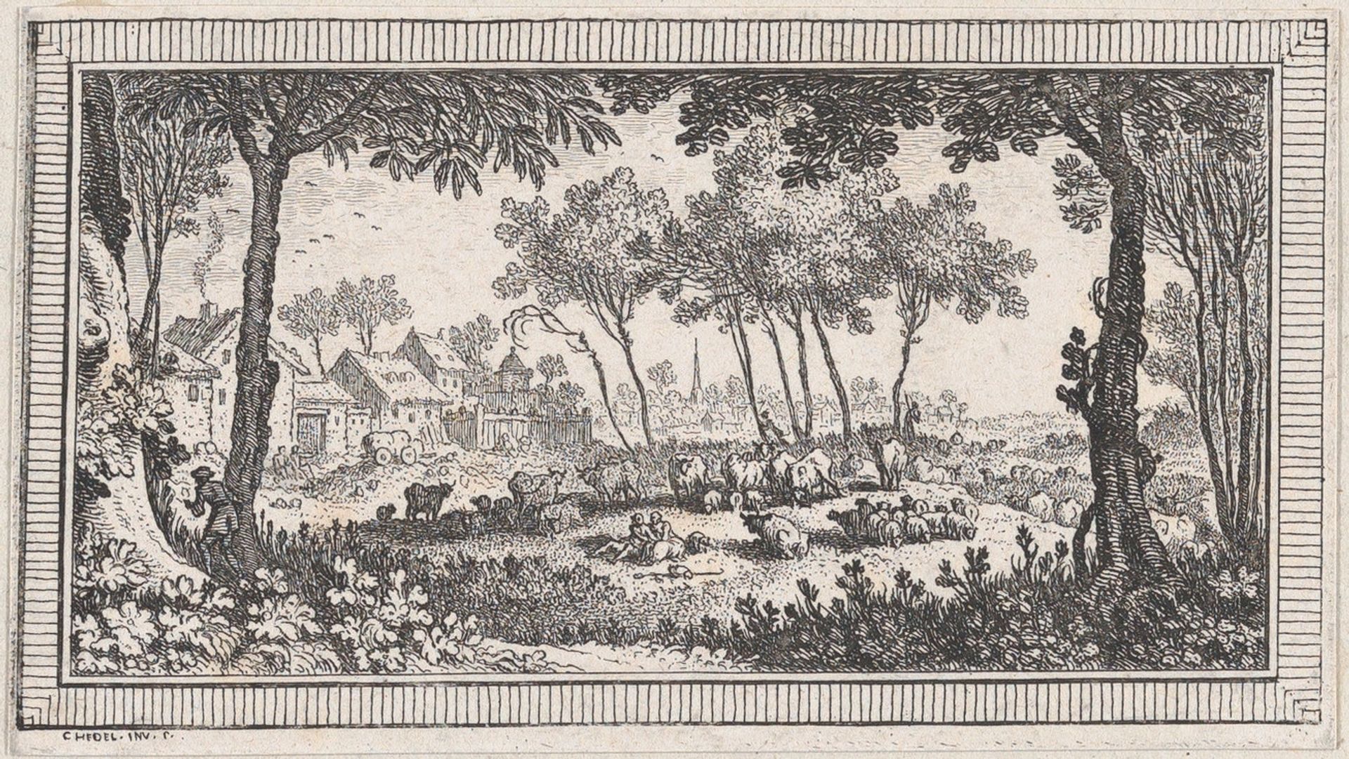 Landscape, from a series of six landscapes titled "Observationib.Astronom.Regiae.Paris.Scient. Acad...1736" by Quentin Pierre Chedel