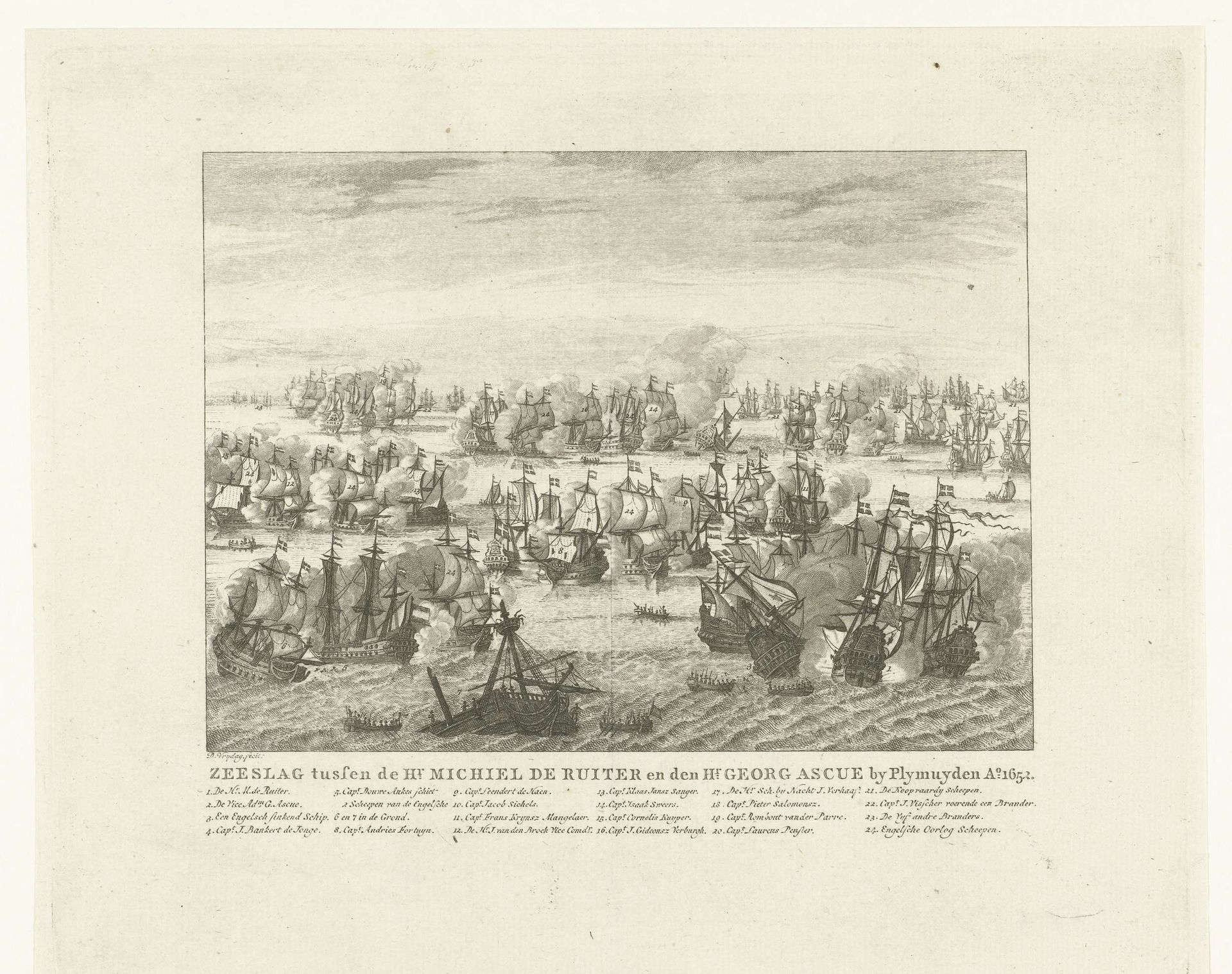 Zeeslag bij Plymouth, 1652 by Daniël Vrijdag