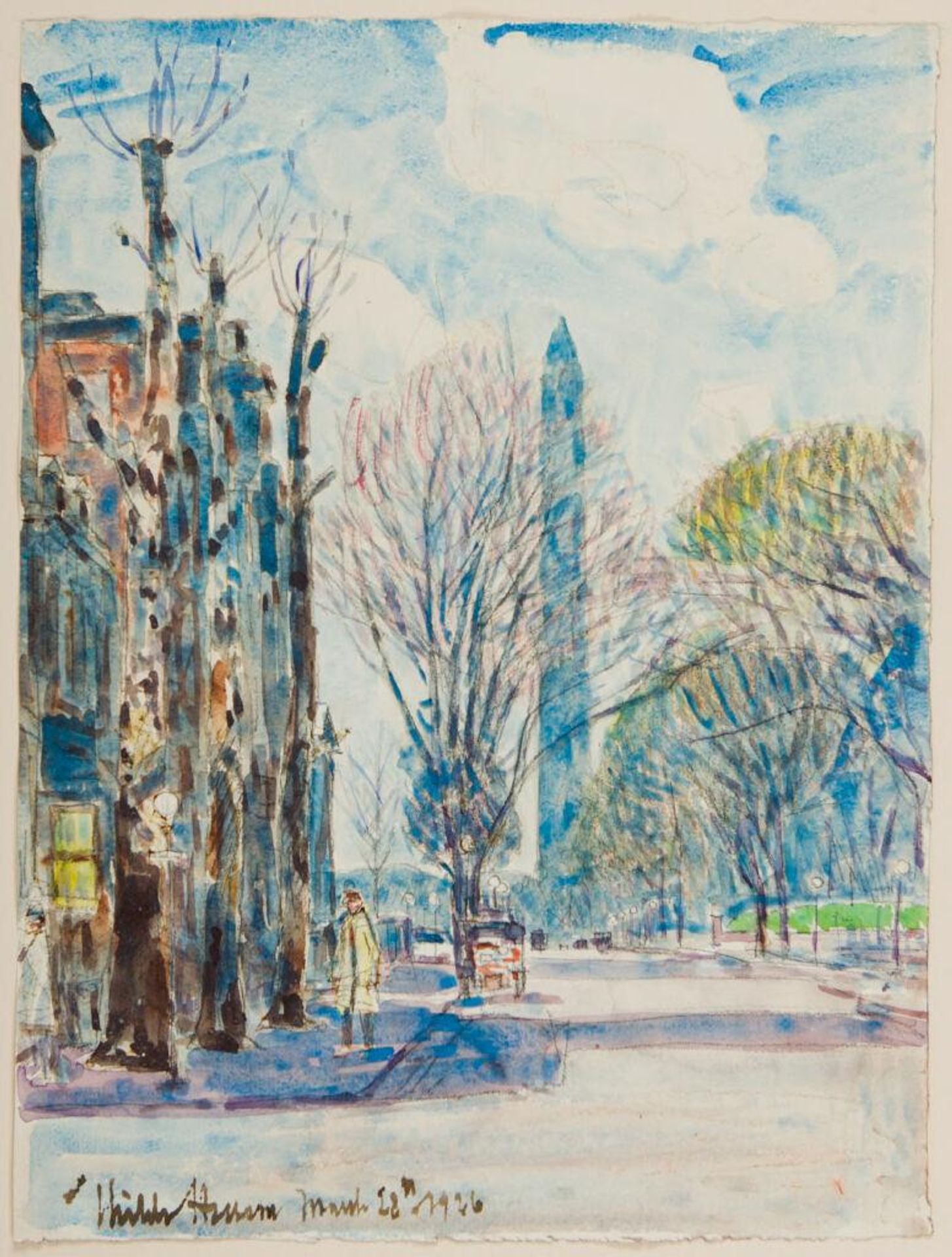 Washington Monument from H Street, Washington DC by Childe Hassam