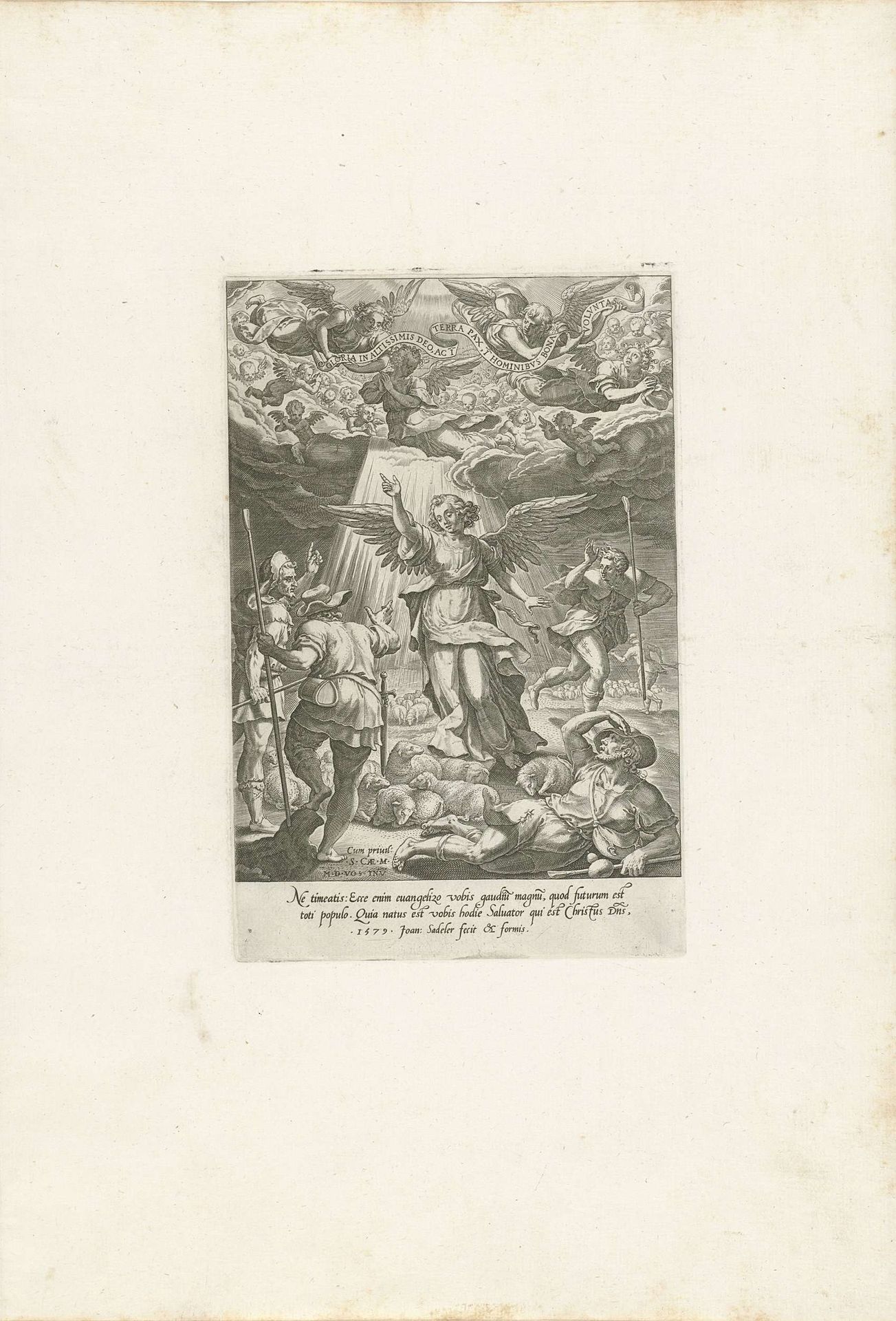 Verkondiging aan de herders by Johann Sadeler I