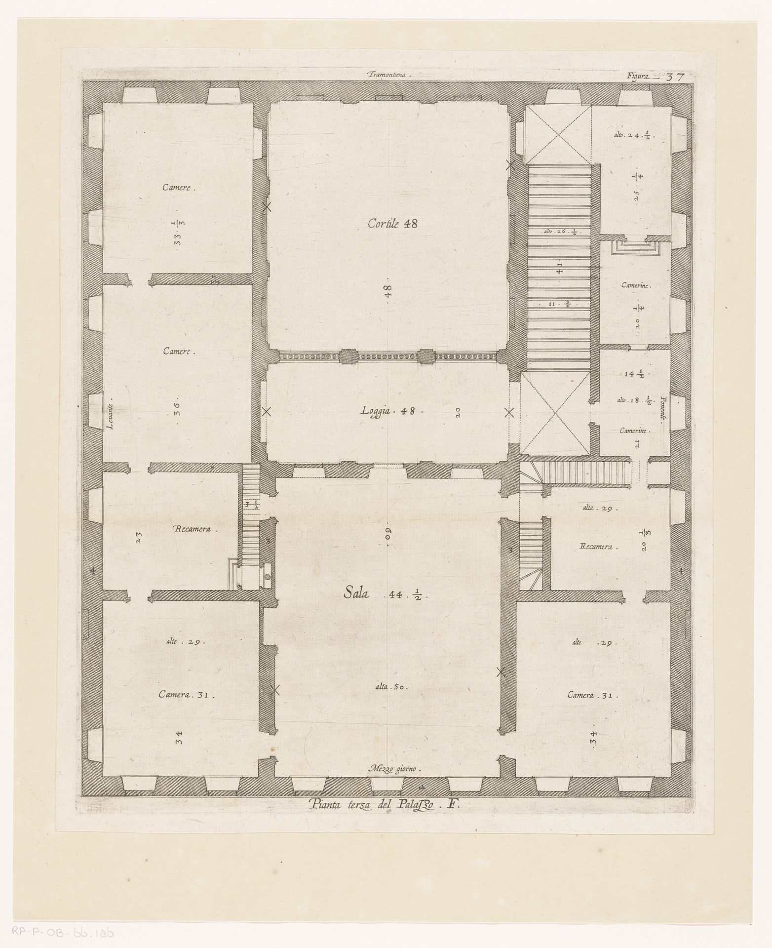 Plattegrond van de eerste verdieping van het Palazzo Spinola te Genua by Nicolaes Ryckmans