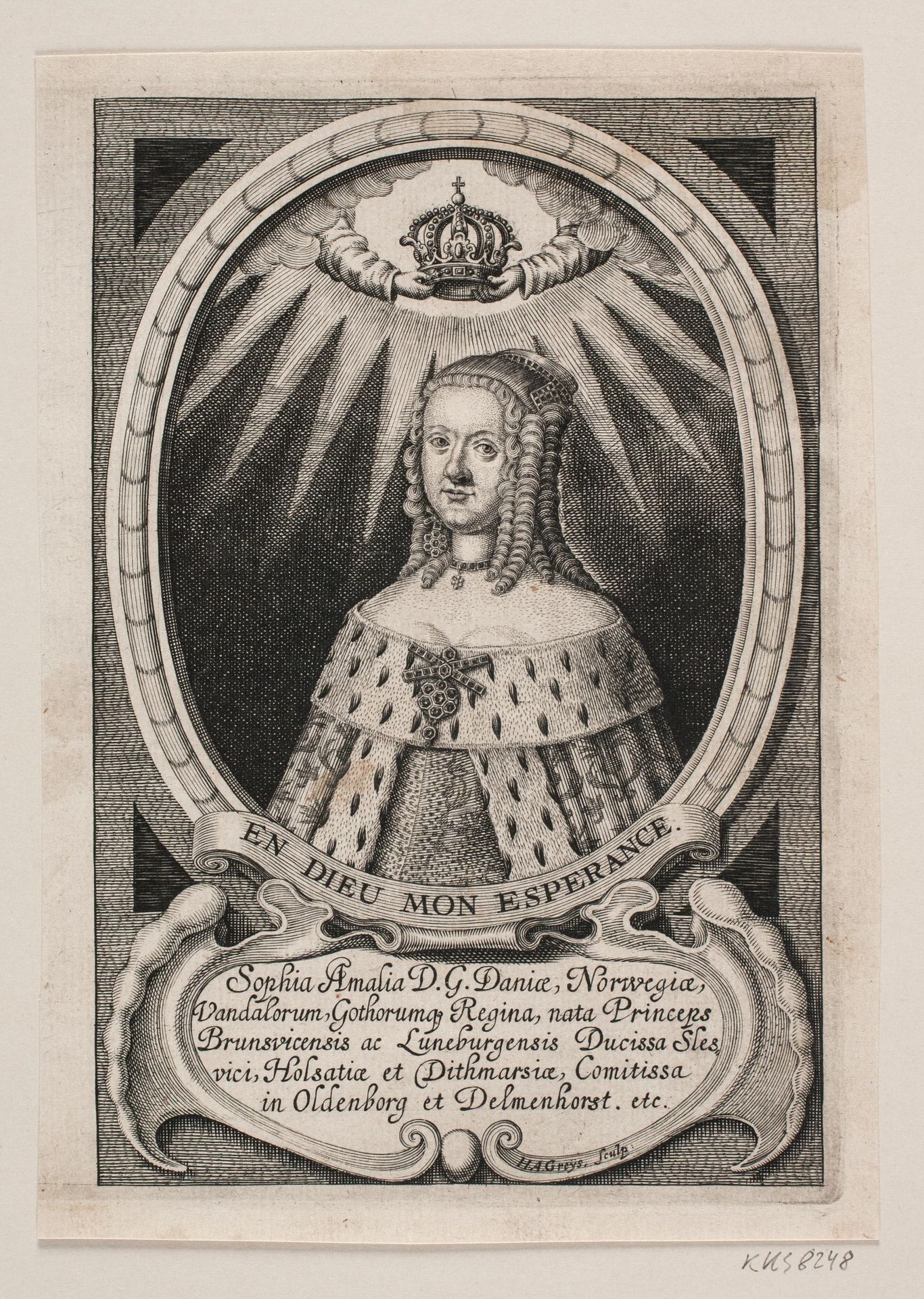 Dronning Sophie Amalie by Hans Andreas Greys