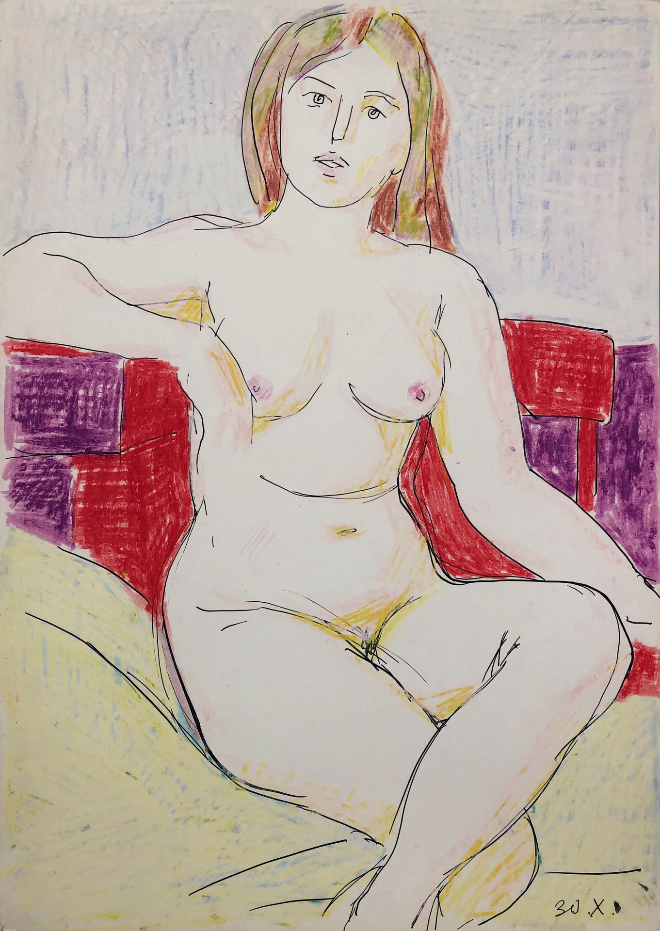 Nude sitting by Hryhorii Havrylenko