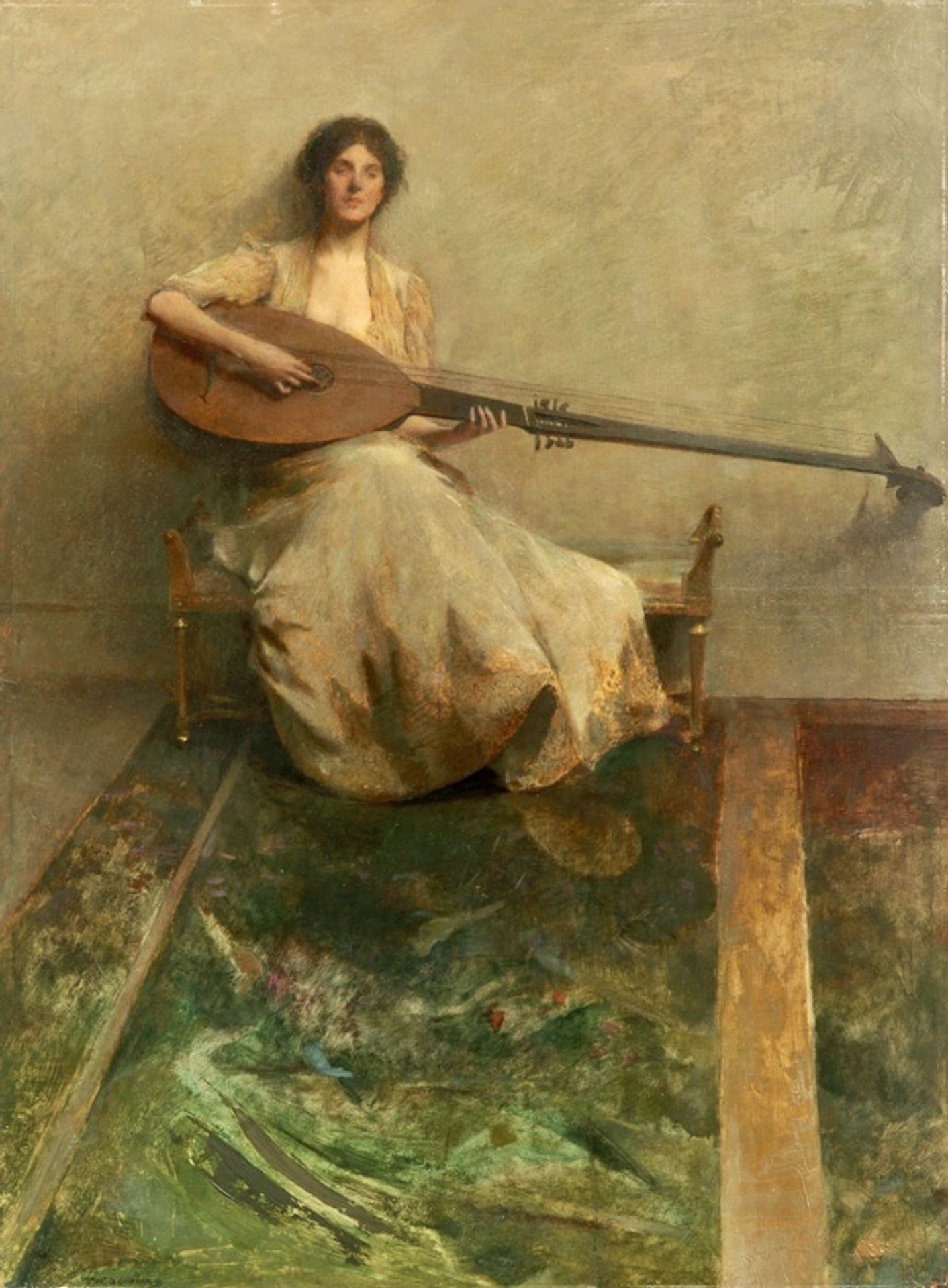 Girl with Lute by Thomas Wilmer Dewing