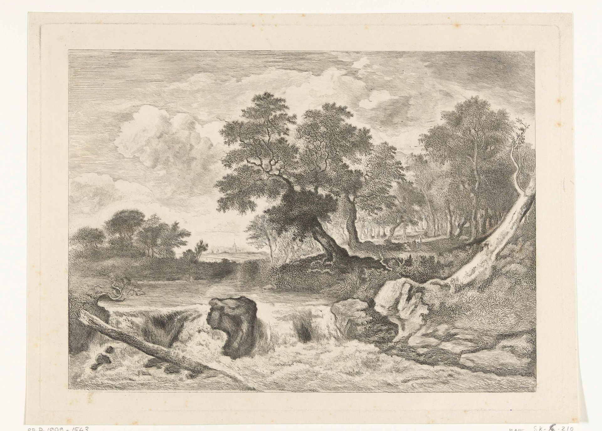 Landschap met waterval by Johannes Arnoldus Boland