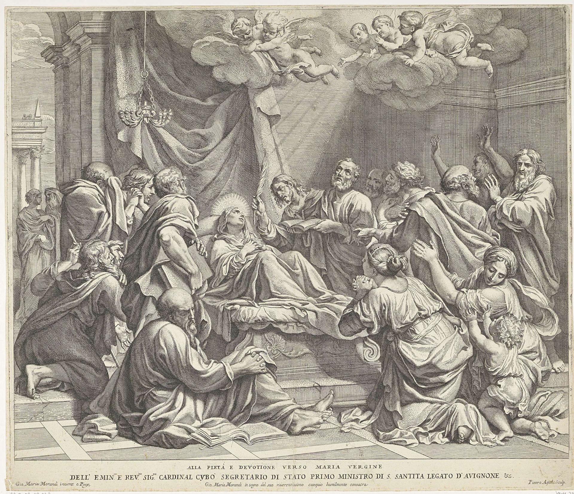 Het sterfbed van Maria by Pietro Aquila